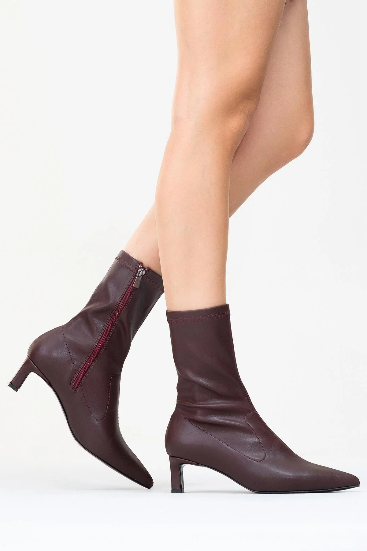 Lewin Burgundy Pointed Toe Stiletto Boot (Women) - Image 9