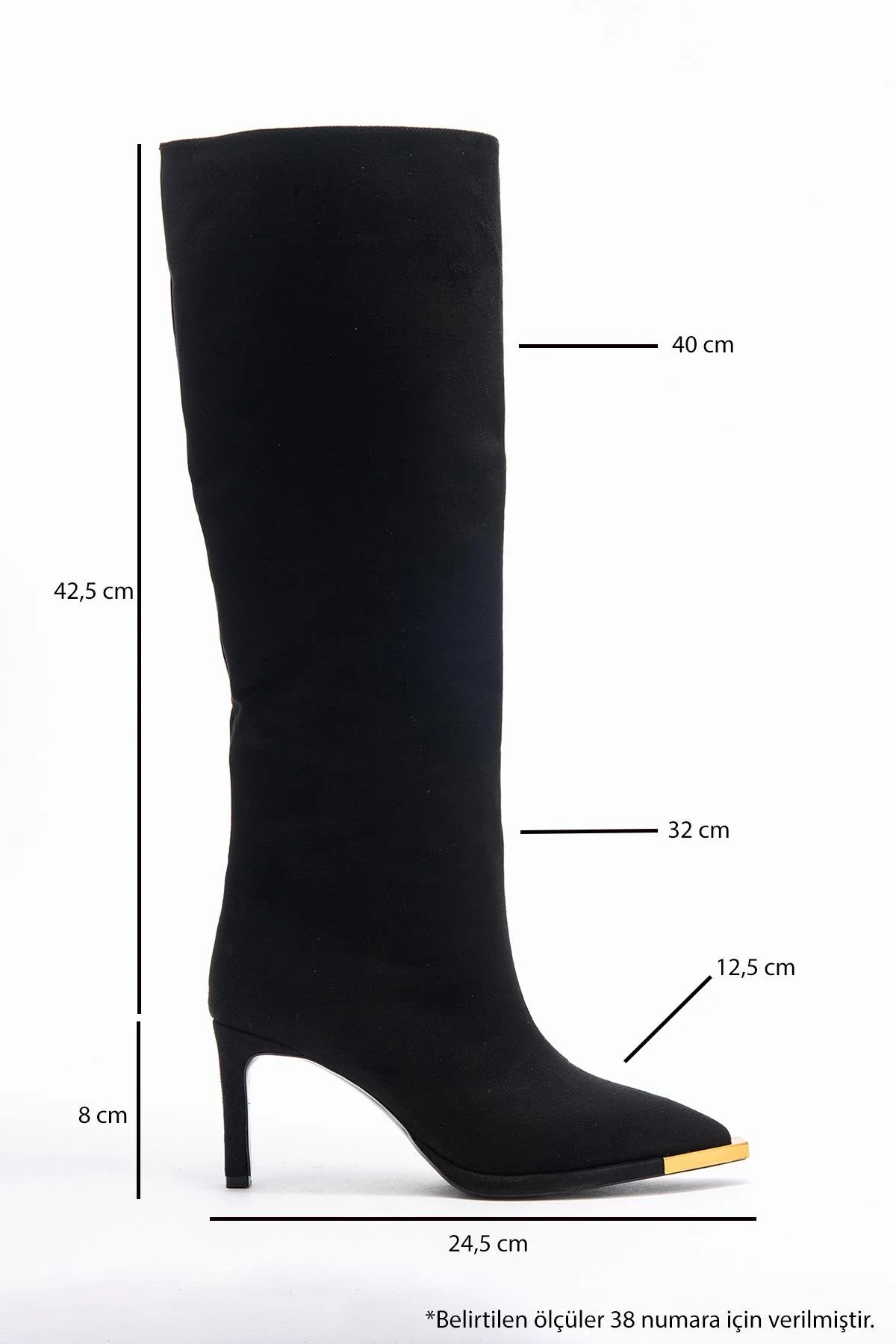 Lexa - Black Gold-Trimmed Pointed Toe Stiletto Knee-High Boot (Women) - Image 6