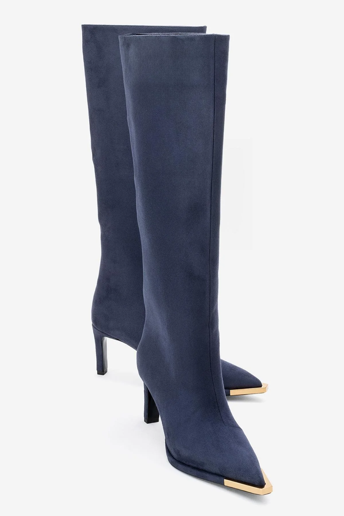 Lexa - Navy Gold-Detail Pointed Toe Knee-High Boot (Women)
