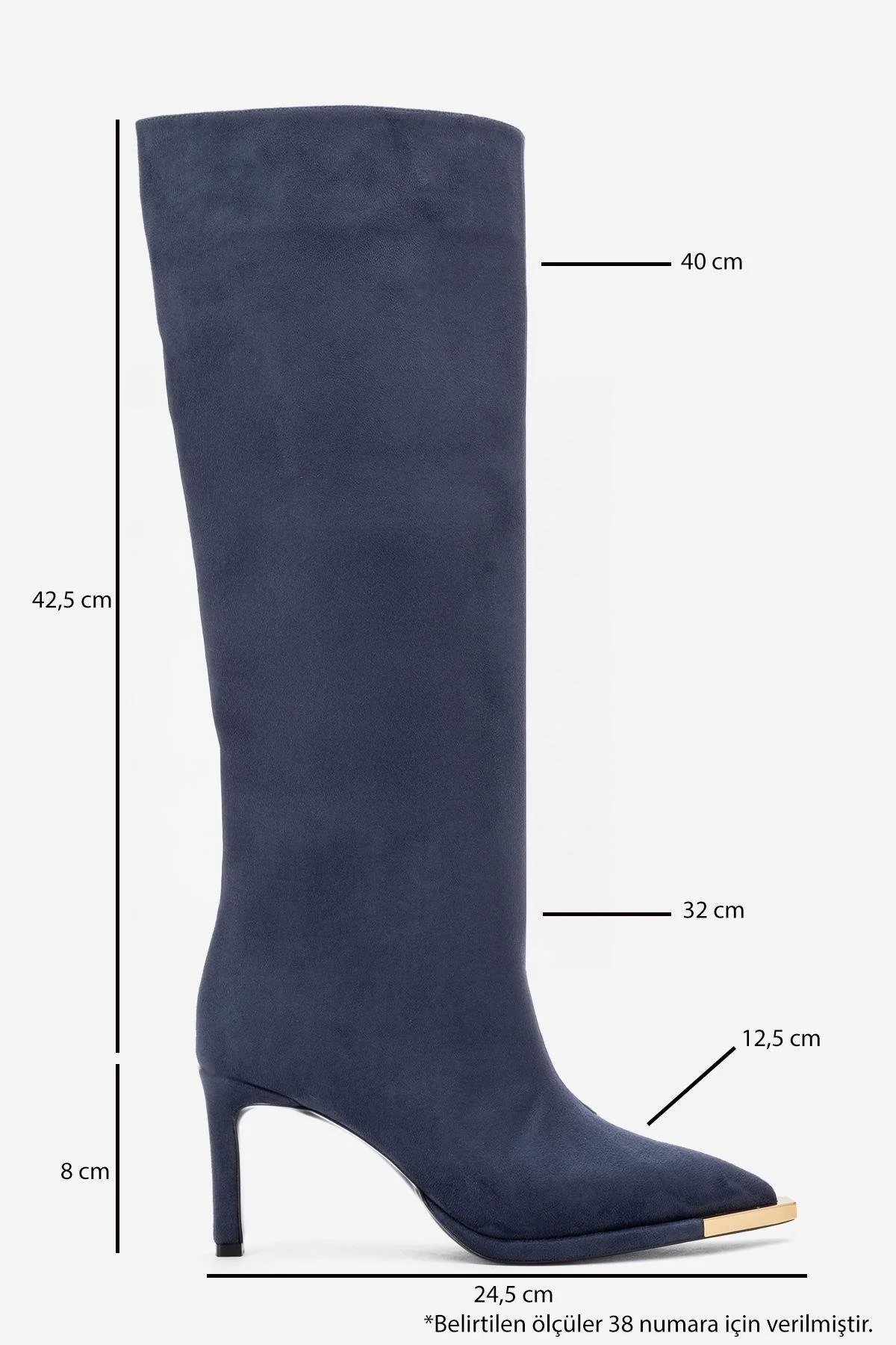 Lexa - Navy Gold-Detail Pointed Toe Knee-High Boot (Women) - Image 6