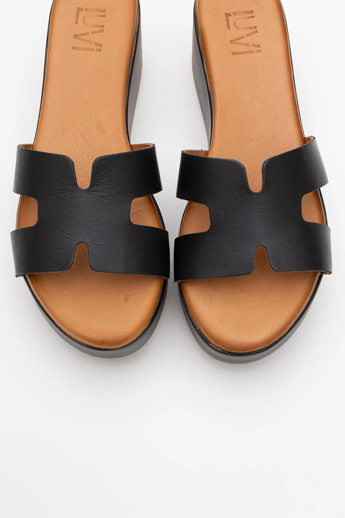 Lia Black Leather Platform Slide (Women) - Image 2
