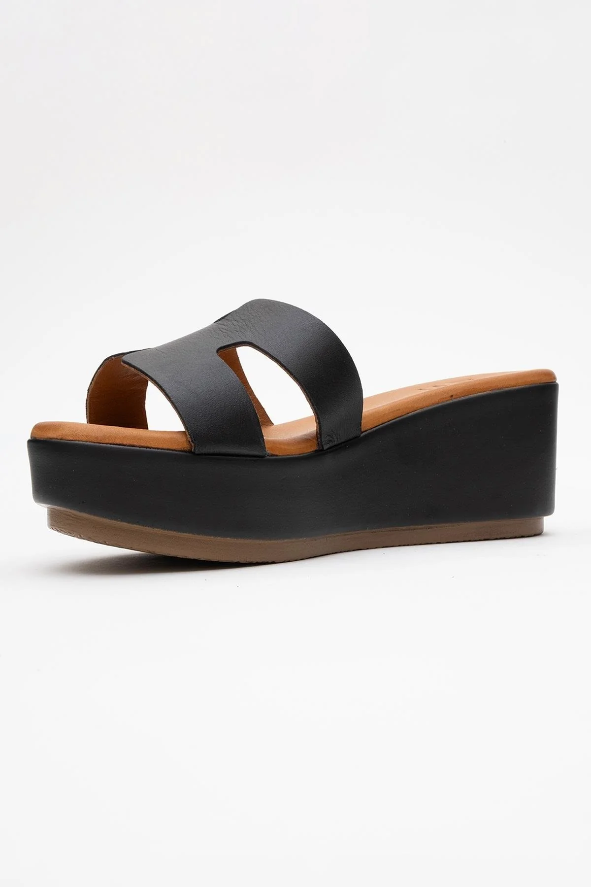 Lia Black Leather Platform Slide (Women) - Image 4