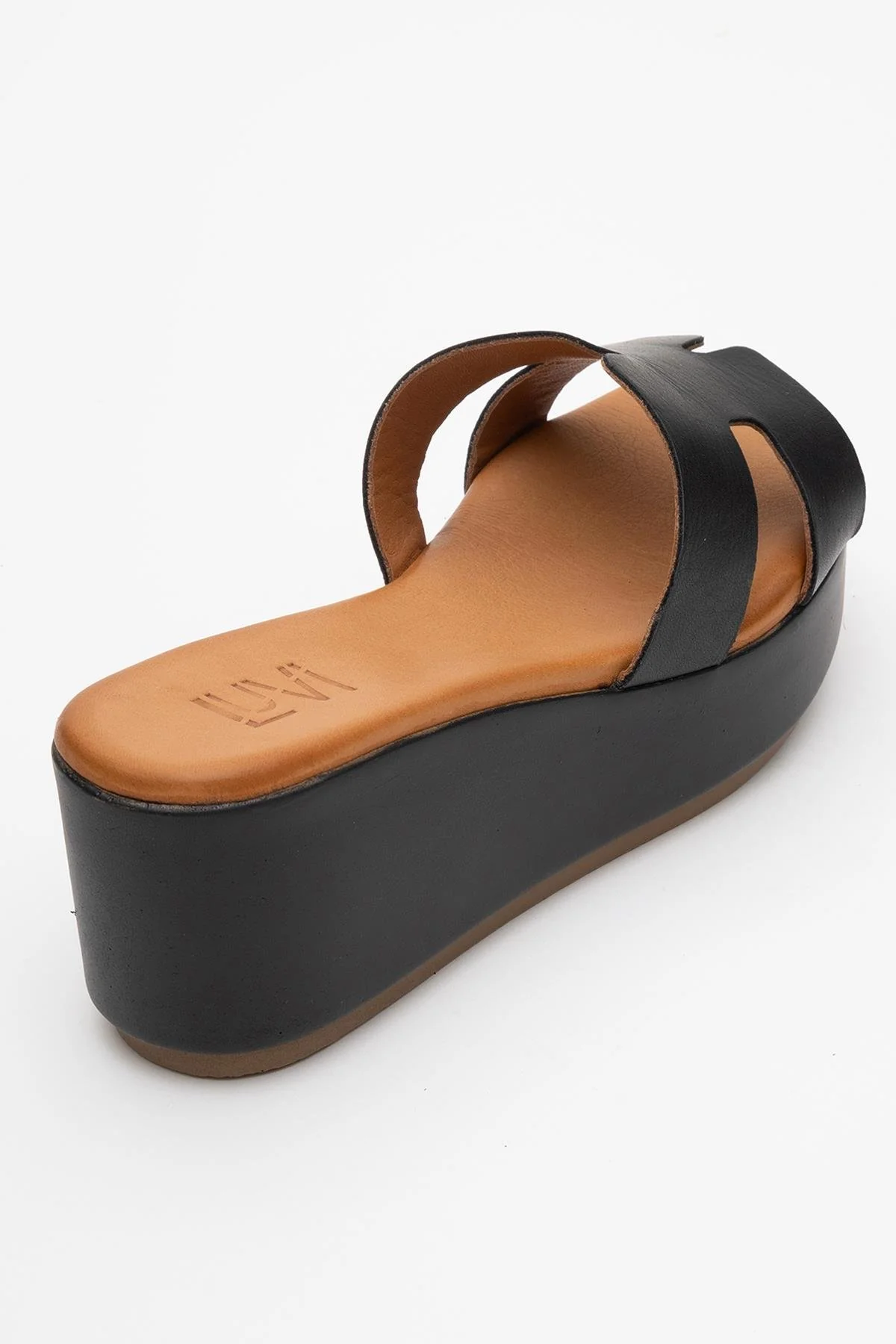 Lia Black Leather Platform Slide (Women) - Image 5