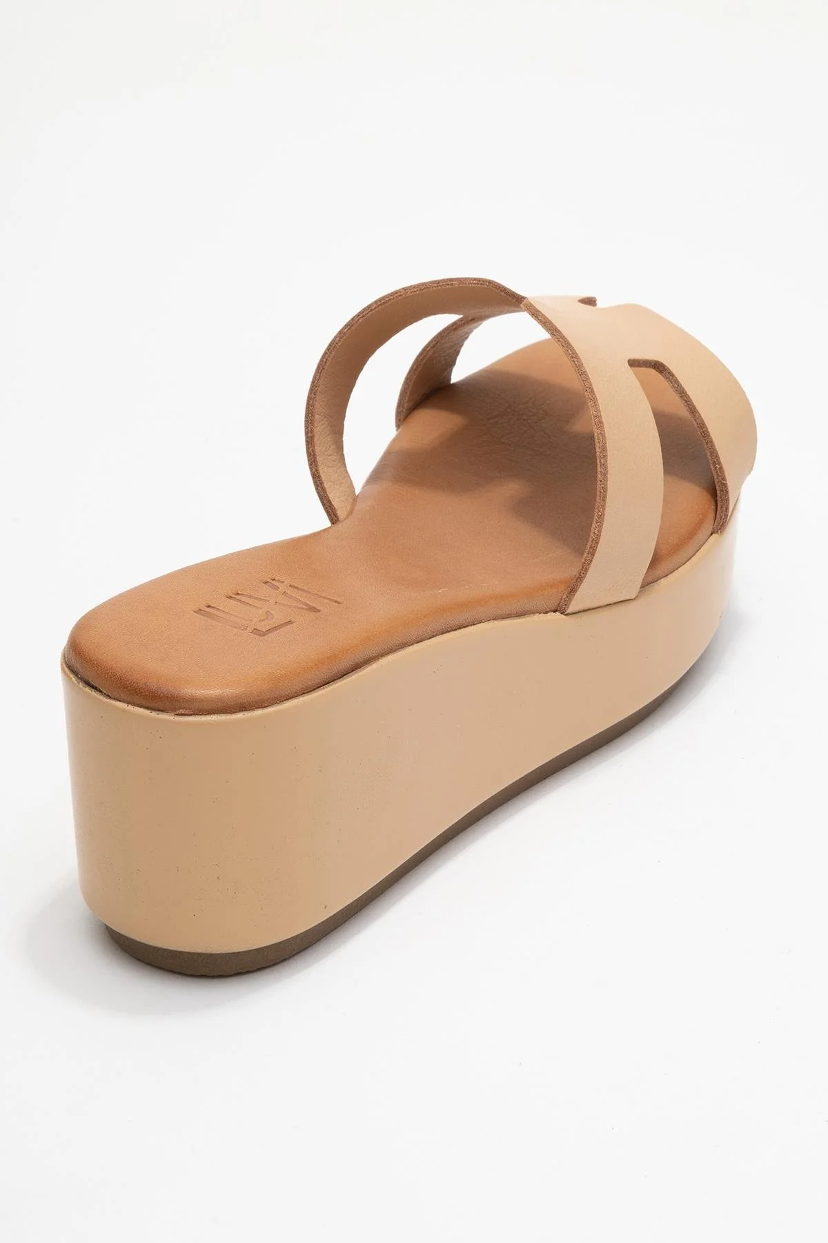 Lia Dark Beige Leather Platform Slide (Women) - Image 5