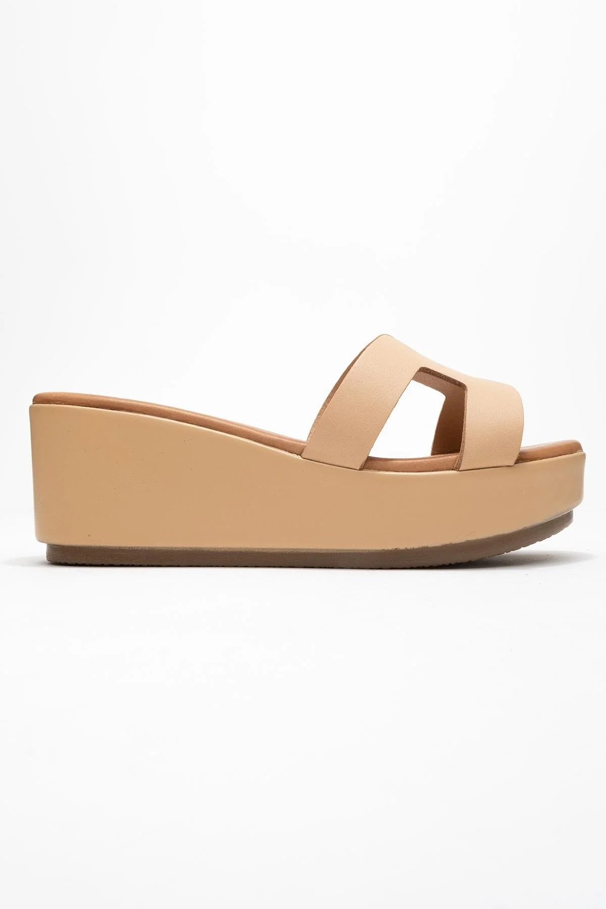 Lia Dark Beige Leather Platform Slide (Women) - Image 6