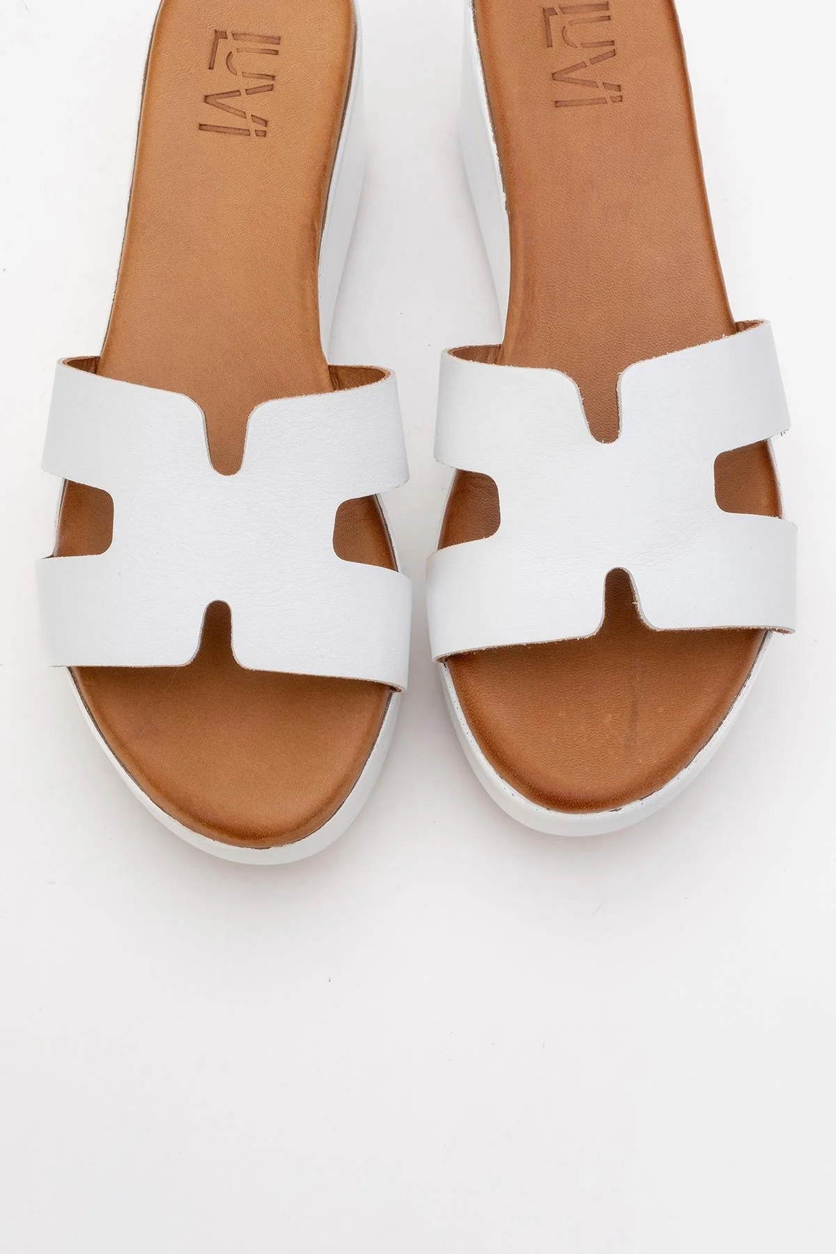 Lia White Leather Platform Slide (Women) - Image 2