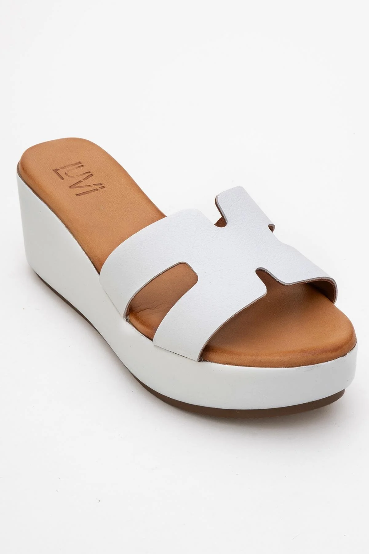 Lia White Leather Platform Slide (Women) - Image 3