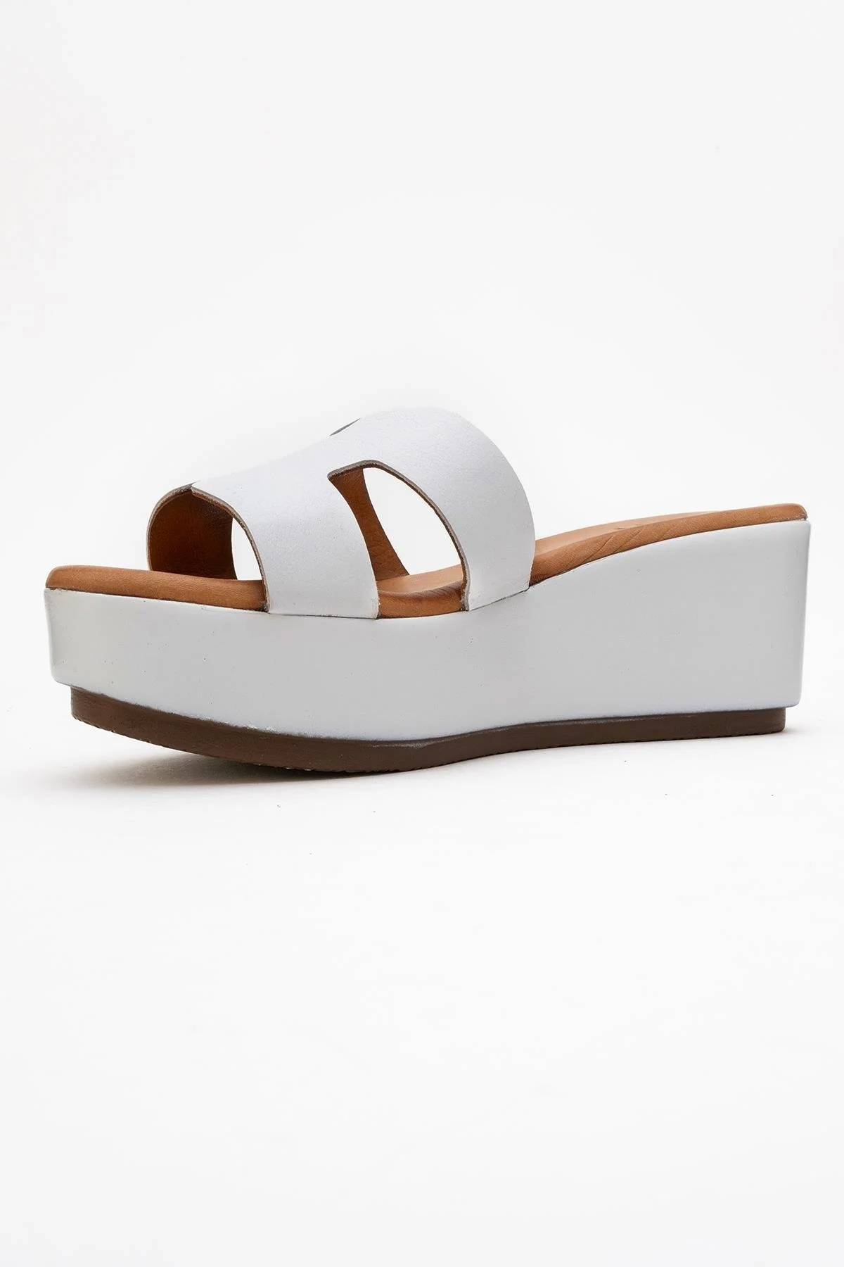 Lia White Leather Platform Slide (Women) - Image 4
