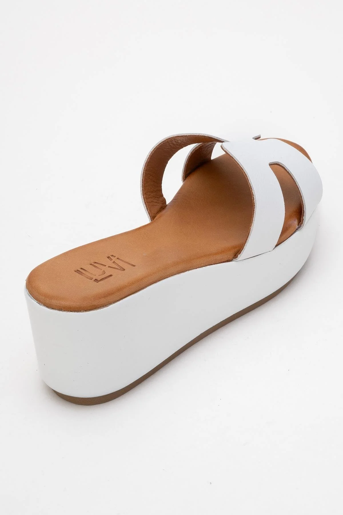 Lia White Leather Platform Slide (Women) - Image 5