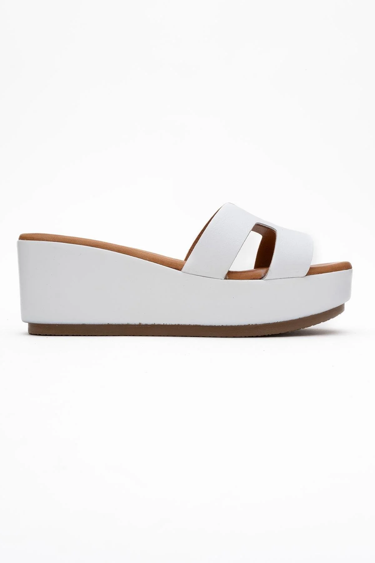 Lia White Leather Platform Slide (Women) - Image 6