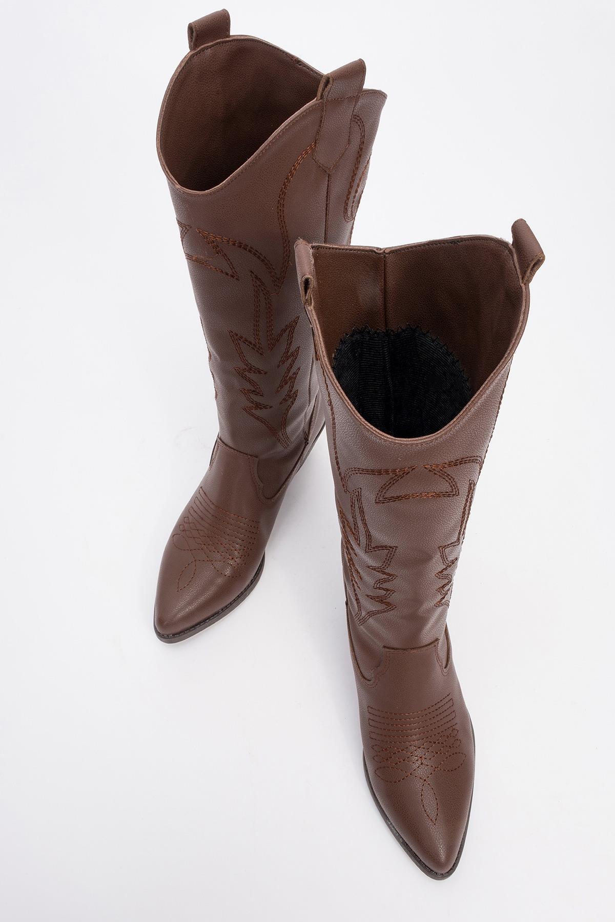 Liana - Brown Block Heel Western Boot (Women) - Image 2