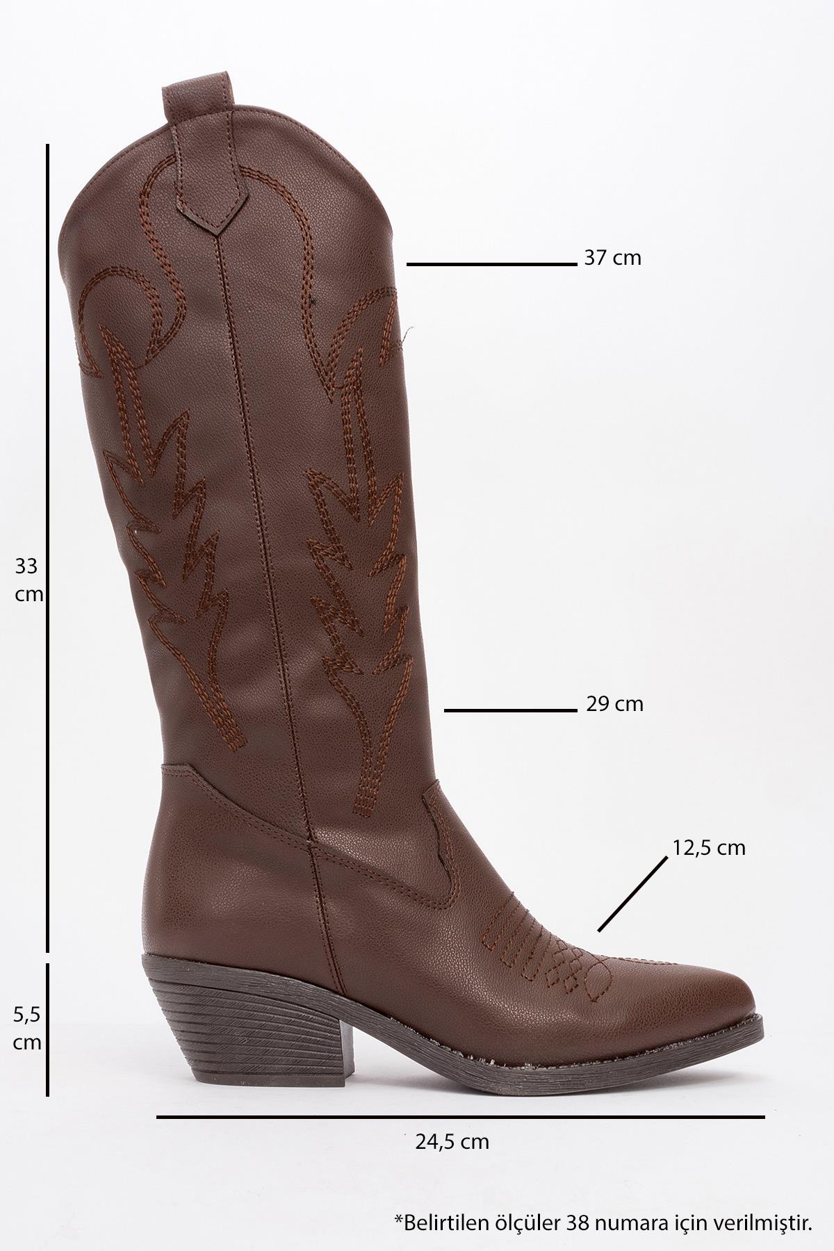 Liana - Brown Block Heel Western Boot (Women) - Image 4