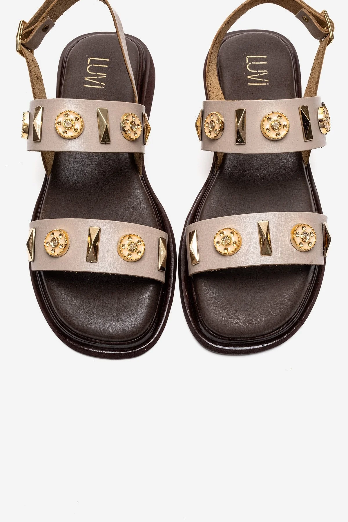 LIBERA - Beige Genuine Leather Buckled Sandal (Women) - Image 2