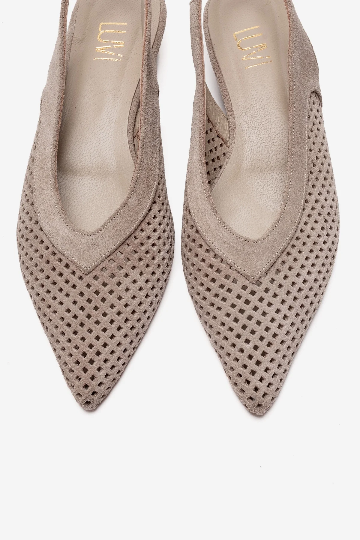 LIEVE - Beige Genuine Leather Low Block Heel Slingback (Women) - Image 2