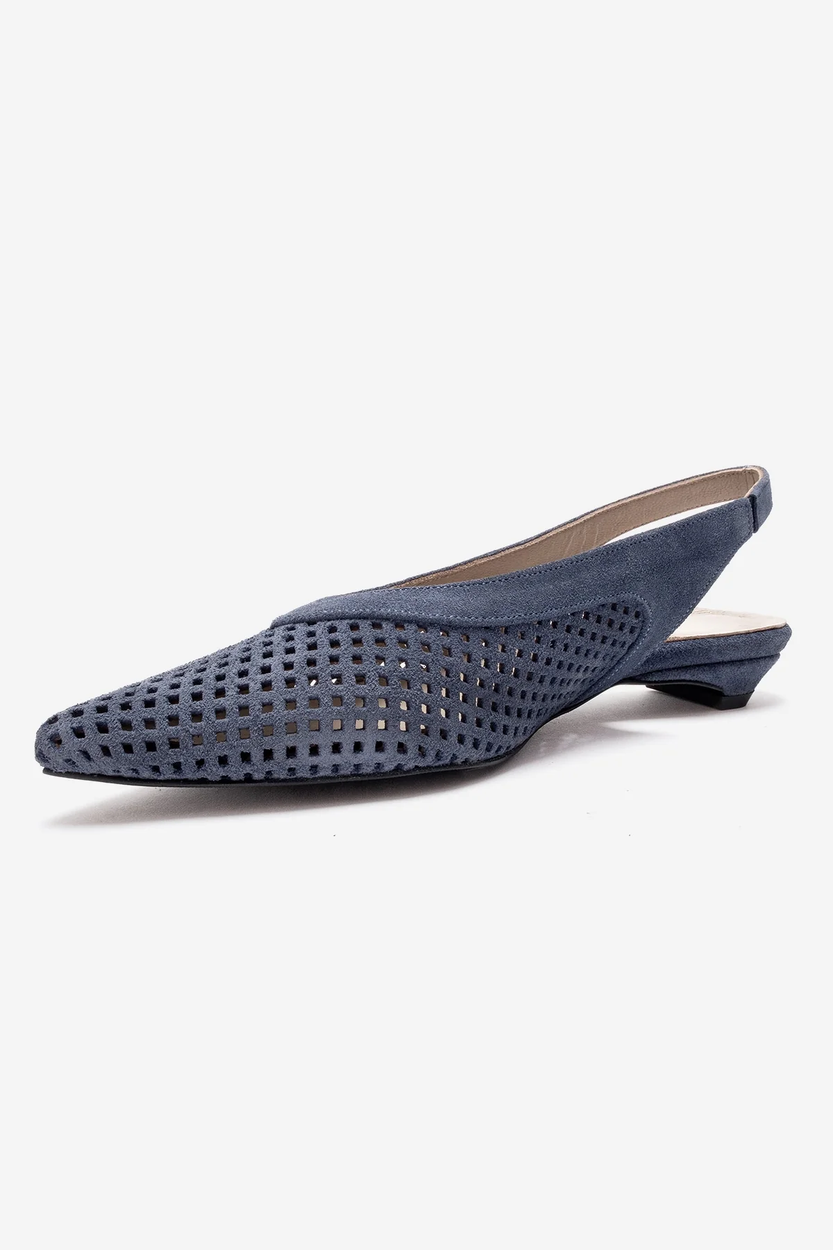 LIEVE - Denim Blue Genuine Leather Low Block Heel Shoe (Women) - Image 6