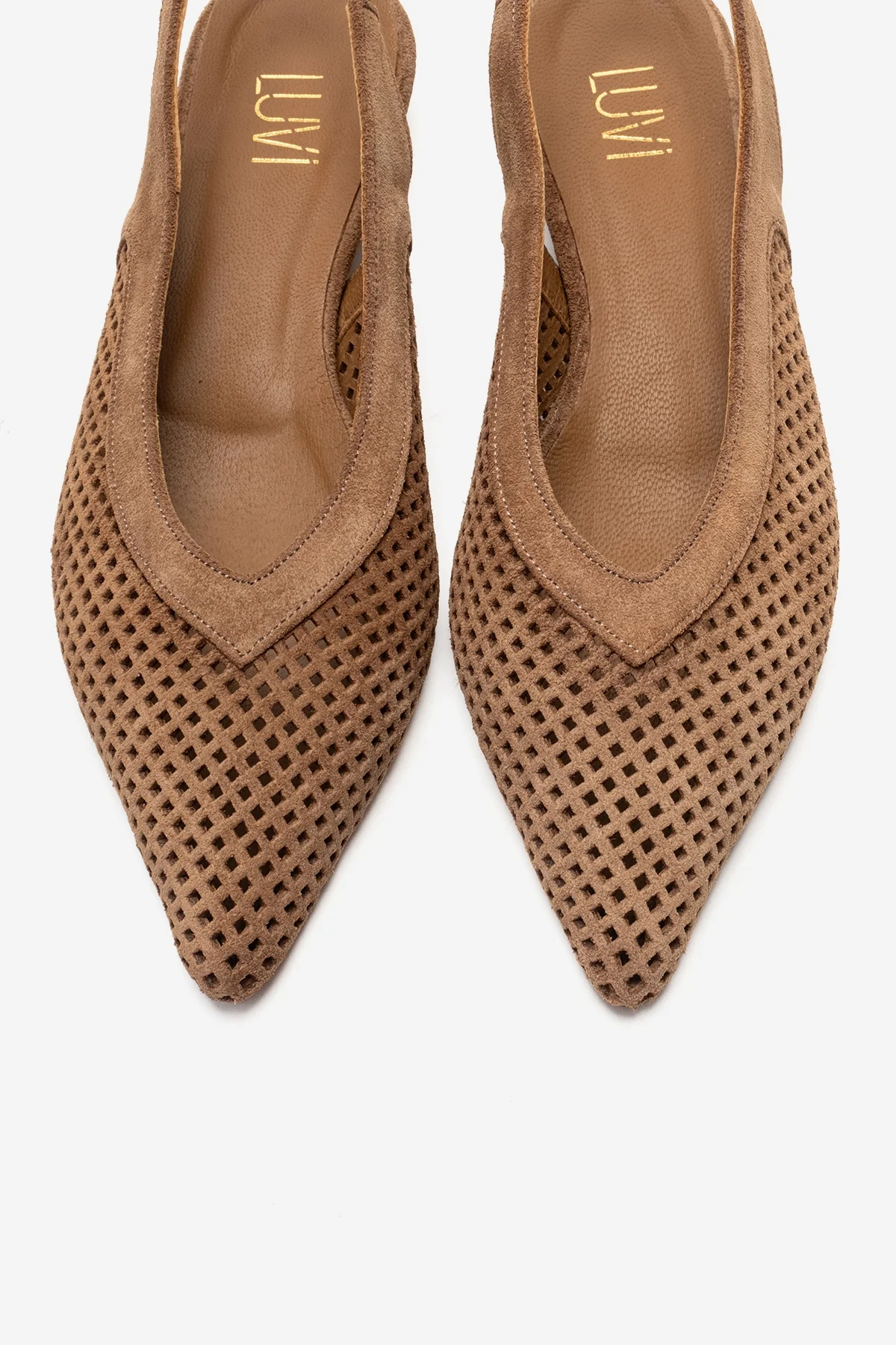LIEVE - Taupe Genuine Leather Low Block Heel Shoe (Women) - Image 2