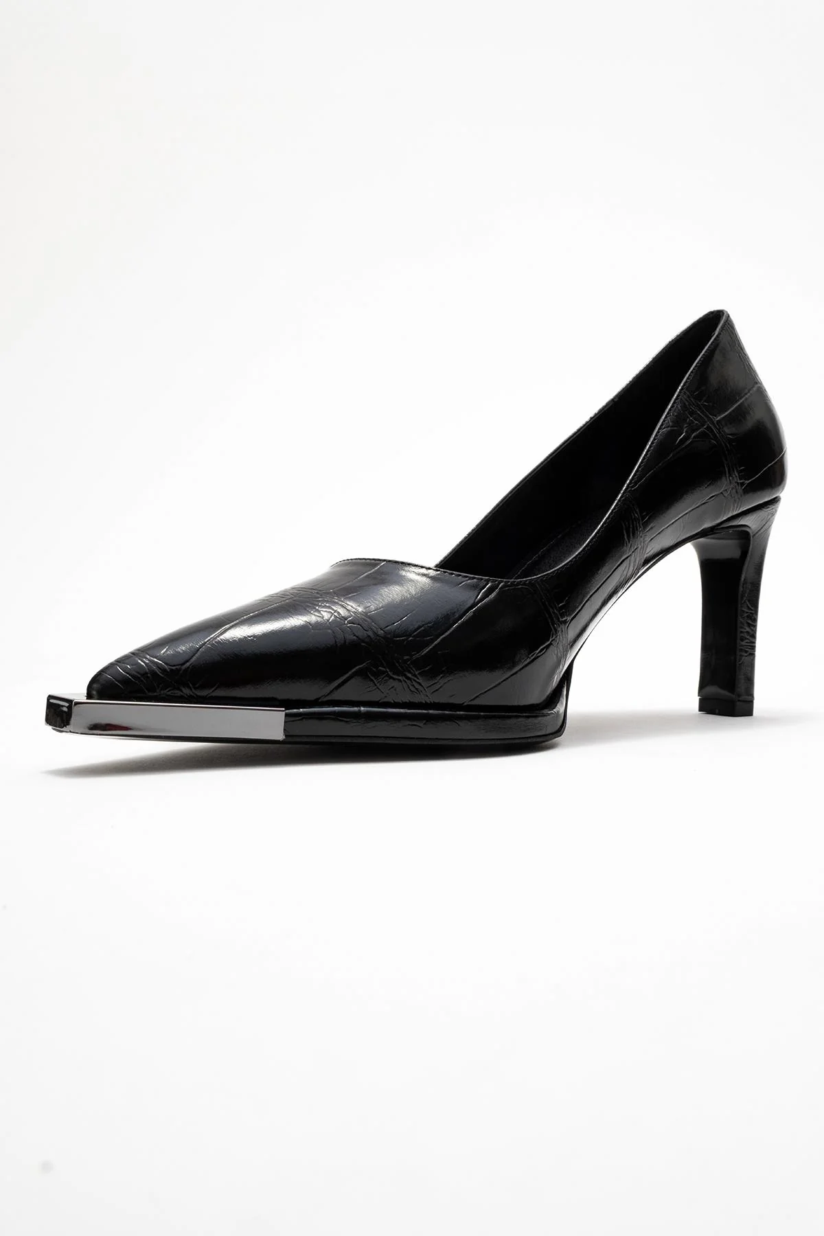 Liora - Black Printed Platinum-Detail Block Heel Pump (Women) - Image 4