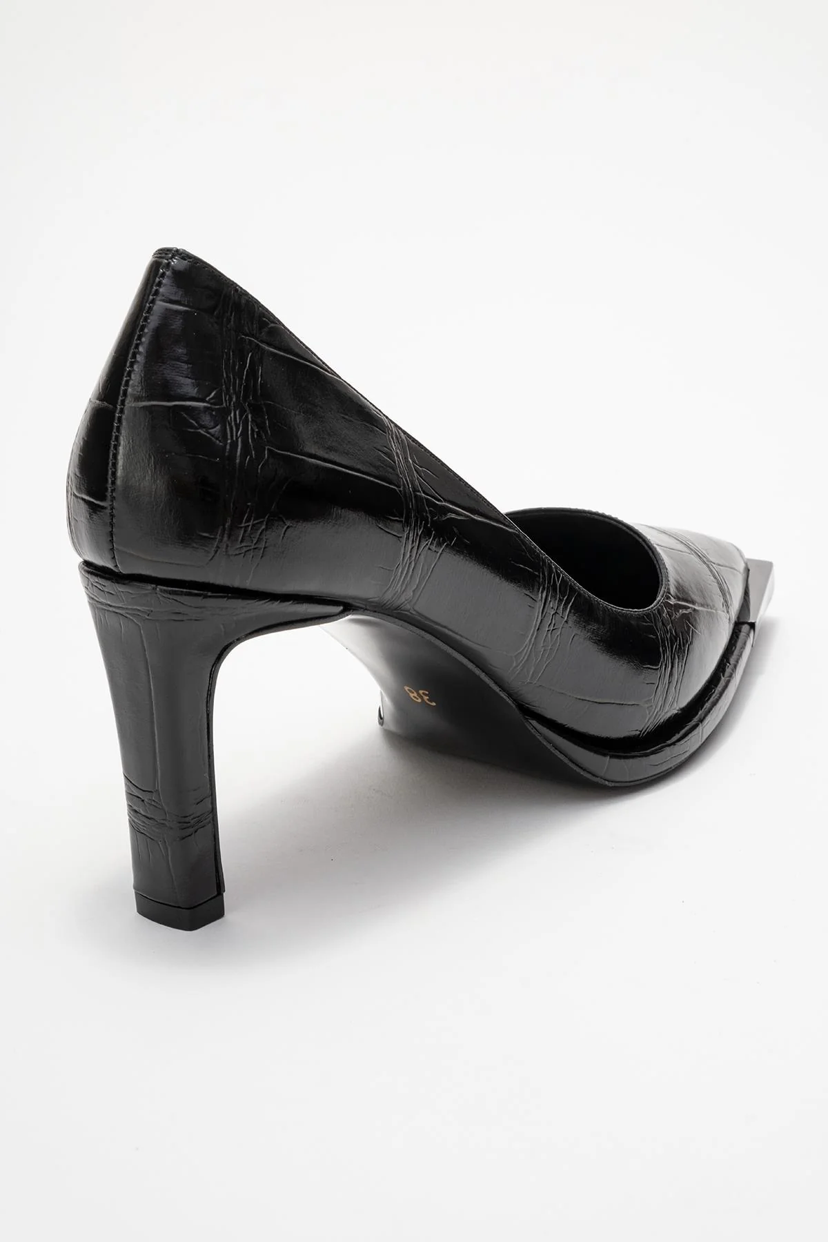 Liora - Black Printed Platinum-Detail Block Heel Pump (Women) - Image 5