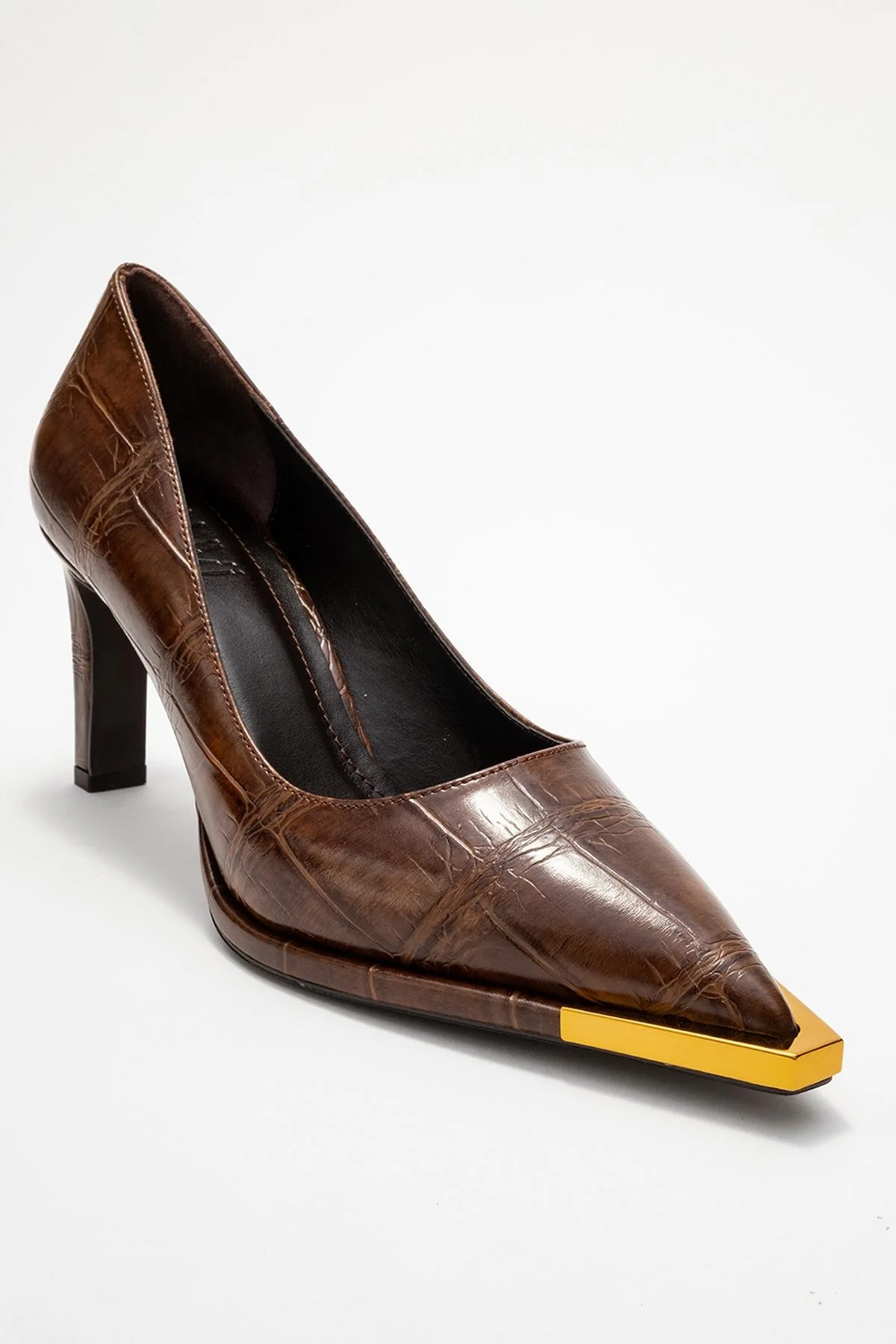 Liora - Brown Printed Gold-Detail Block Heel Pump (Women) - Image 3