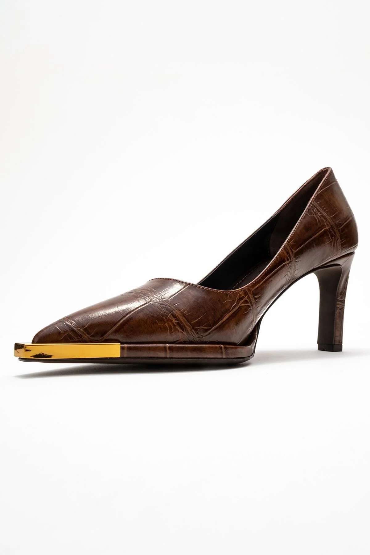 Liora - Brown Printed Gold-Detail Block Heel Pump (Women) - Image 4