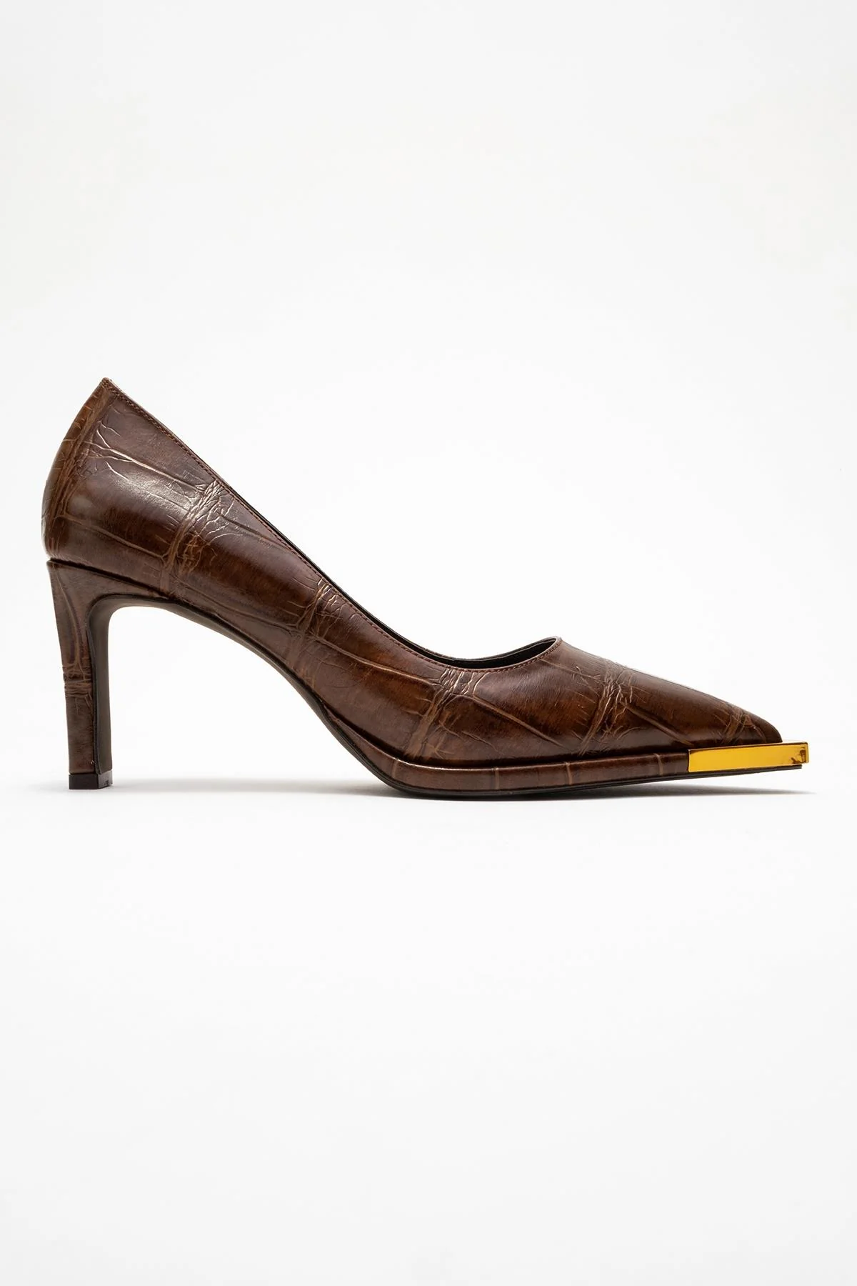 Liora - Brown Printed Gold-Detail Block Heel Pump (Women) - Image 6