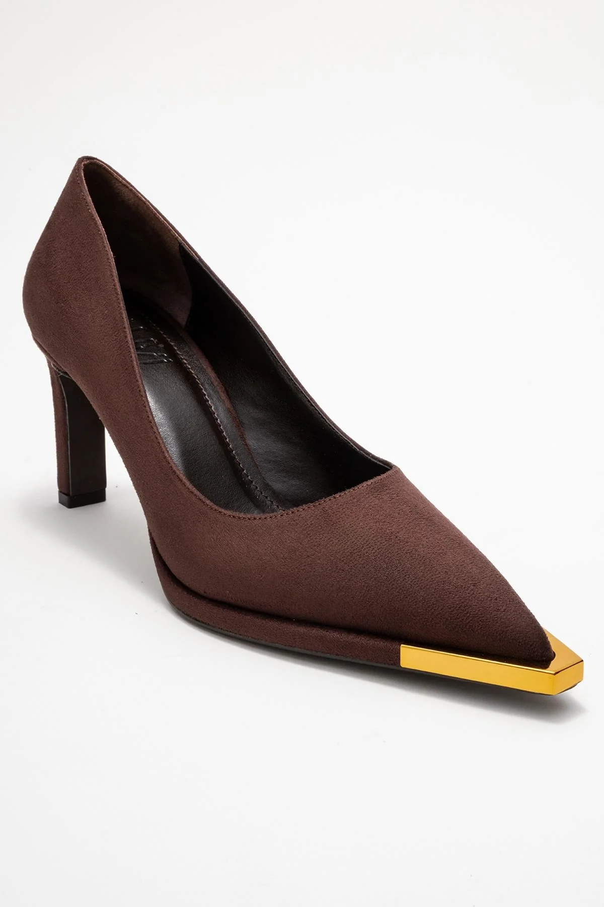 Liora - Brown Suede Gold-Detail Block Heel Pump (Women) - Image 3