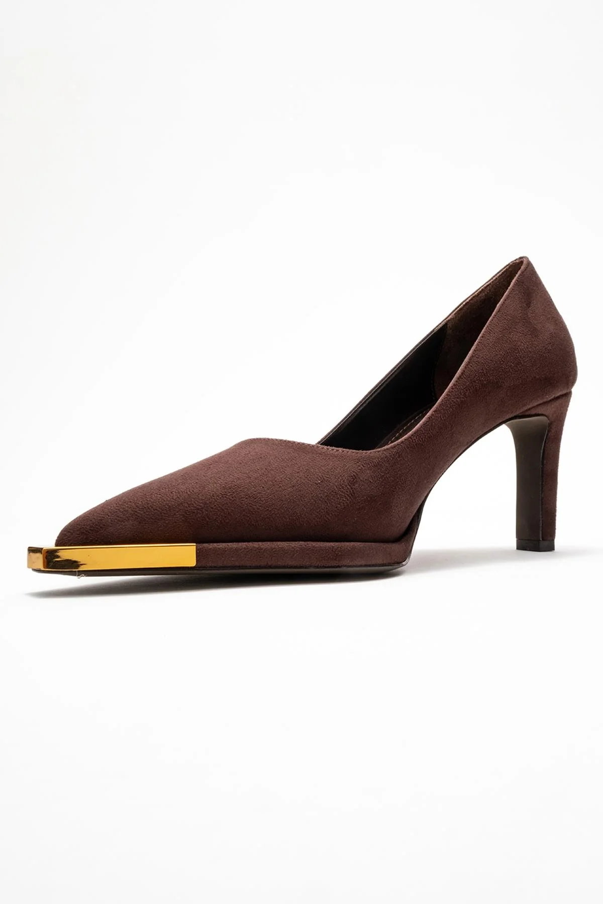 Liora - Brown Suede Gold-Detail Block Heel Pump (Women) - Image 4