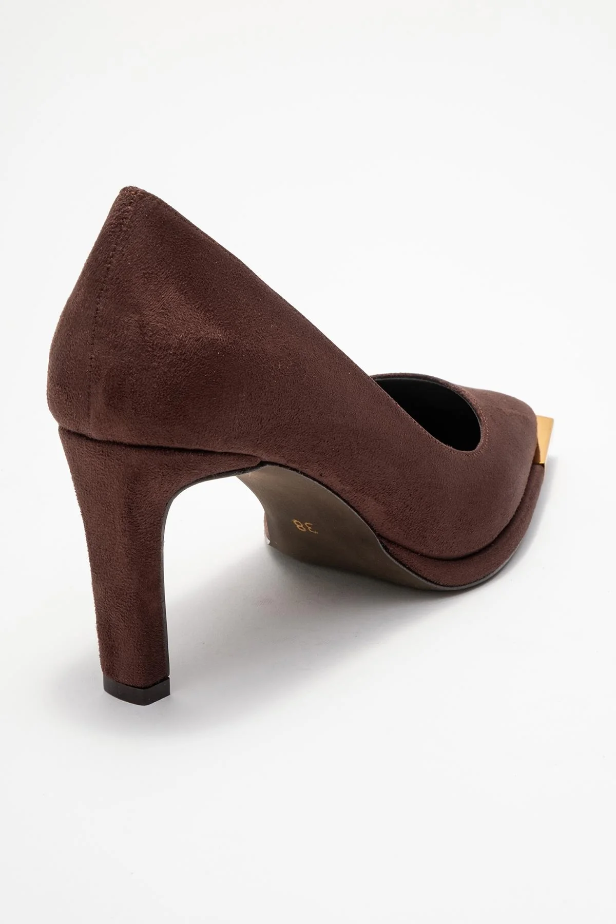 Liora - Brown Suede Gold-Detail Block Heel Pump (Women) - Image 5