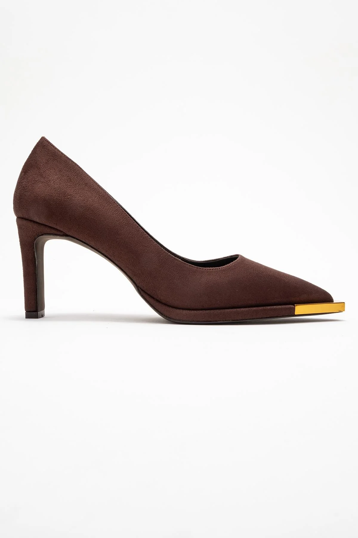 Liora - Brown Suede Gold-Detail Block Heel Pump (Women) - Image 6