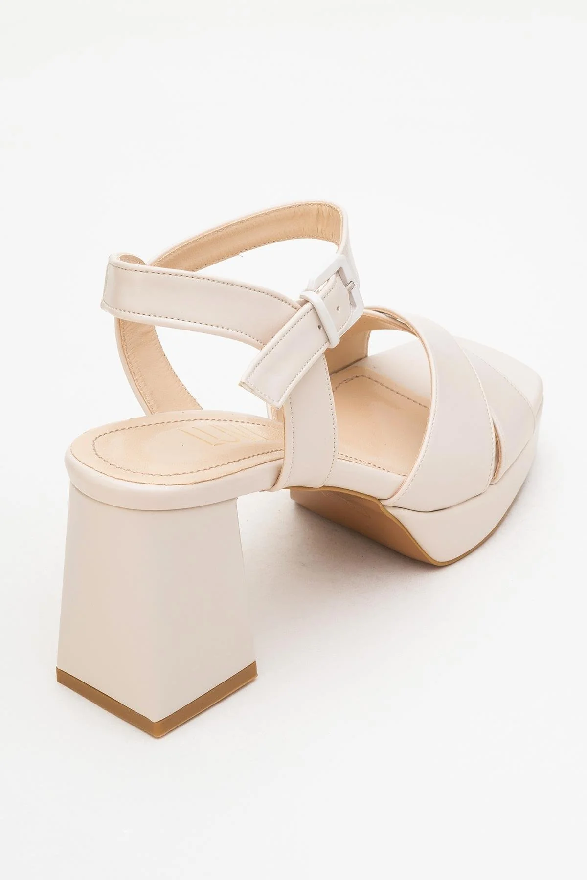 Lisbon - Beige Cross-Strap Platform Heel Shoe (Women) - Image 5