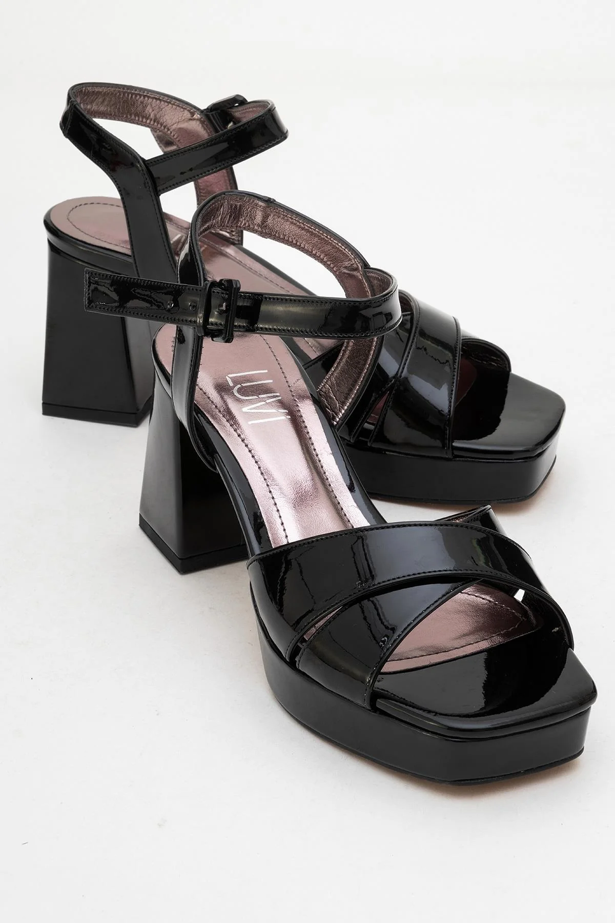 Lisbon - Black Patent Platform Heel Shoe (Women)