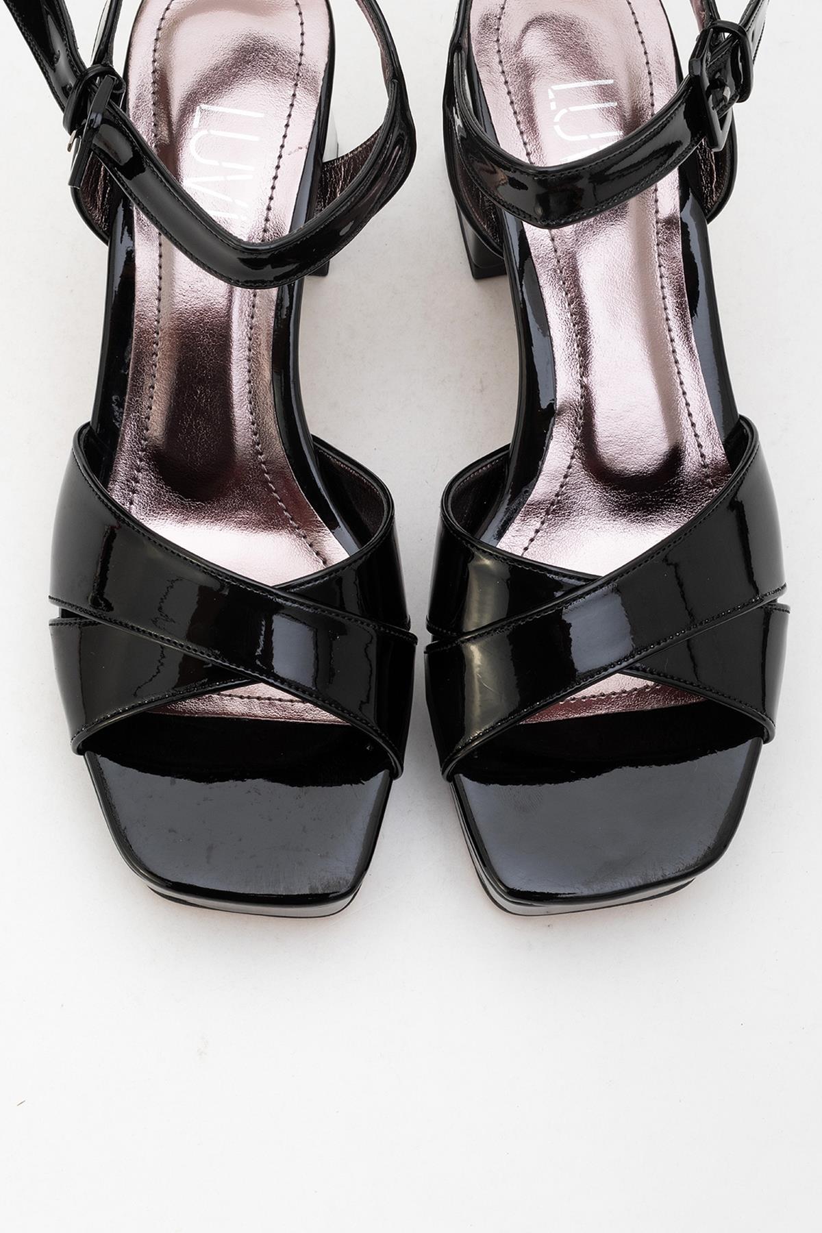 Lisbon - Black Patent Platform Heel Shoe (Women) - Image 2