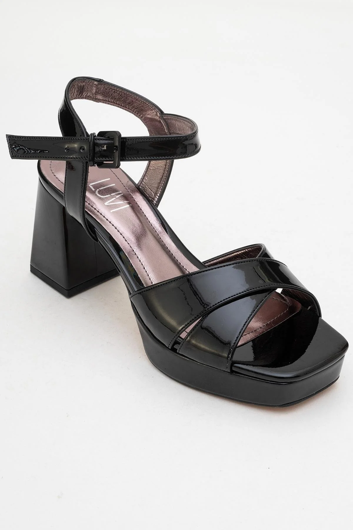 Lisbon - Black Patent Platform Heel Shoe (Women) - Image 3