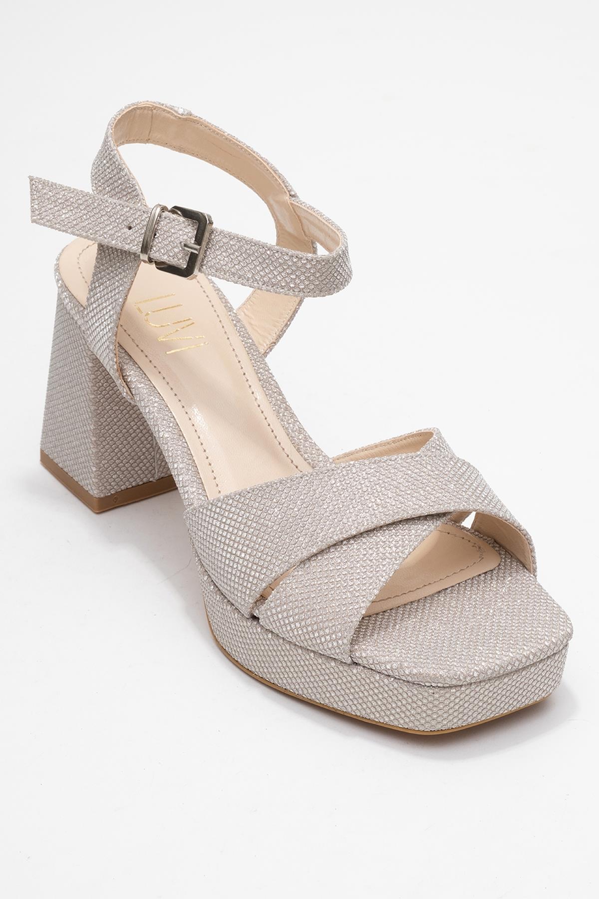 Lisbon - Gold Glitter Cross-Strap Platform Heel (Women) - Image 3
