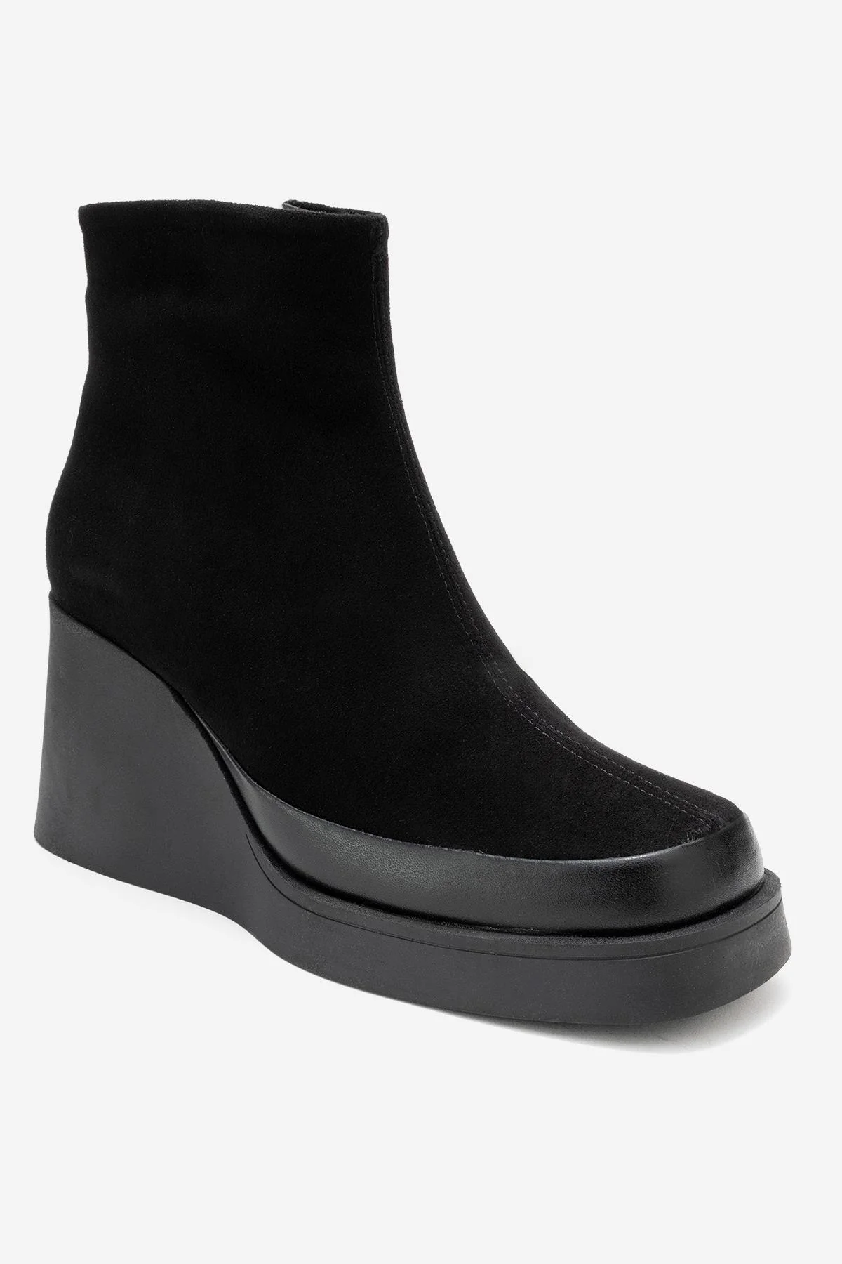 Livia - Black Genuine Leather Platform Wedge Boot (Women) - Image 3