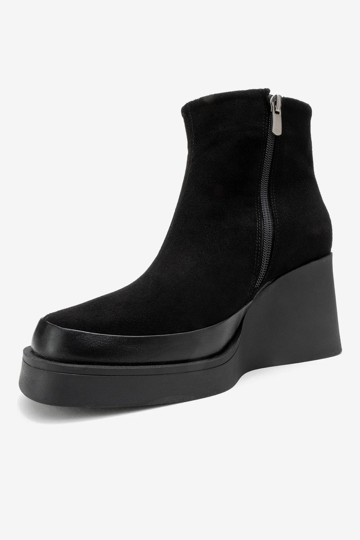 Livia - Black Genuine Leather Platform Wedge Boot (Women) - Image 4