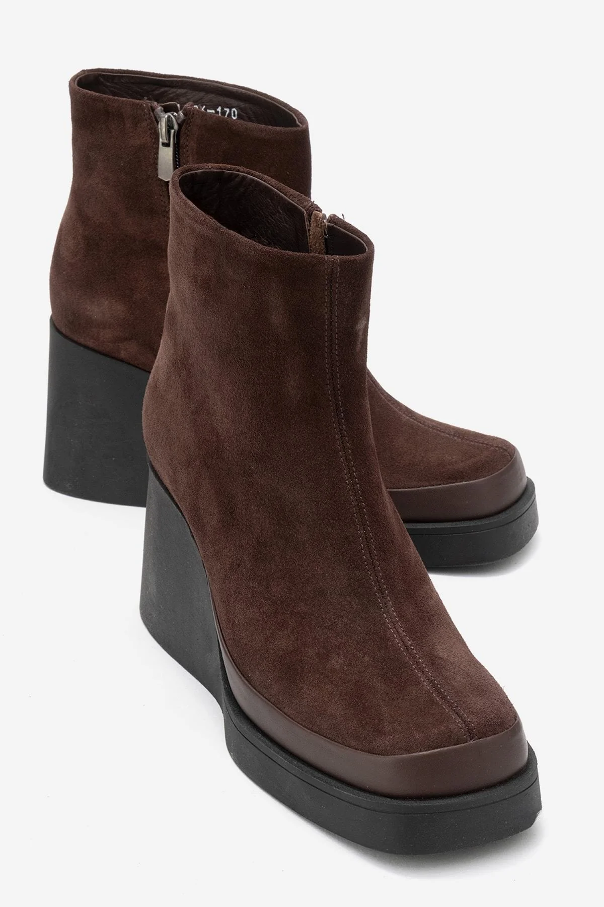 Livia - Brown Genuine Leather Wedge Platform Ankle Boot (Women)