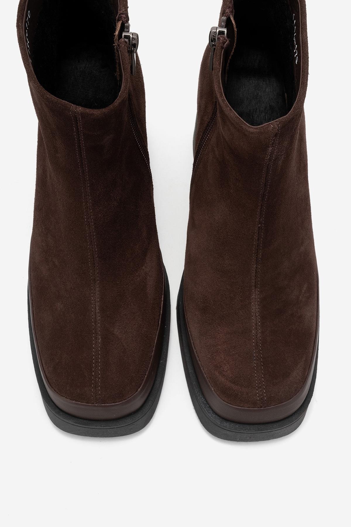 Livia - Brown Genuine Leather Wedge Platform Ankle Boot (Women) - Image 2