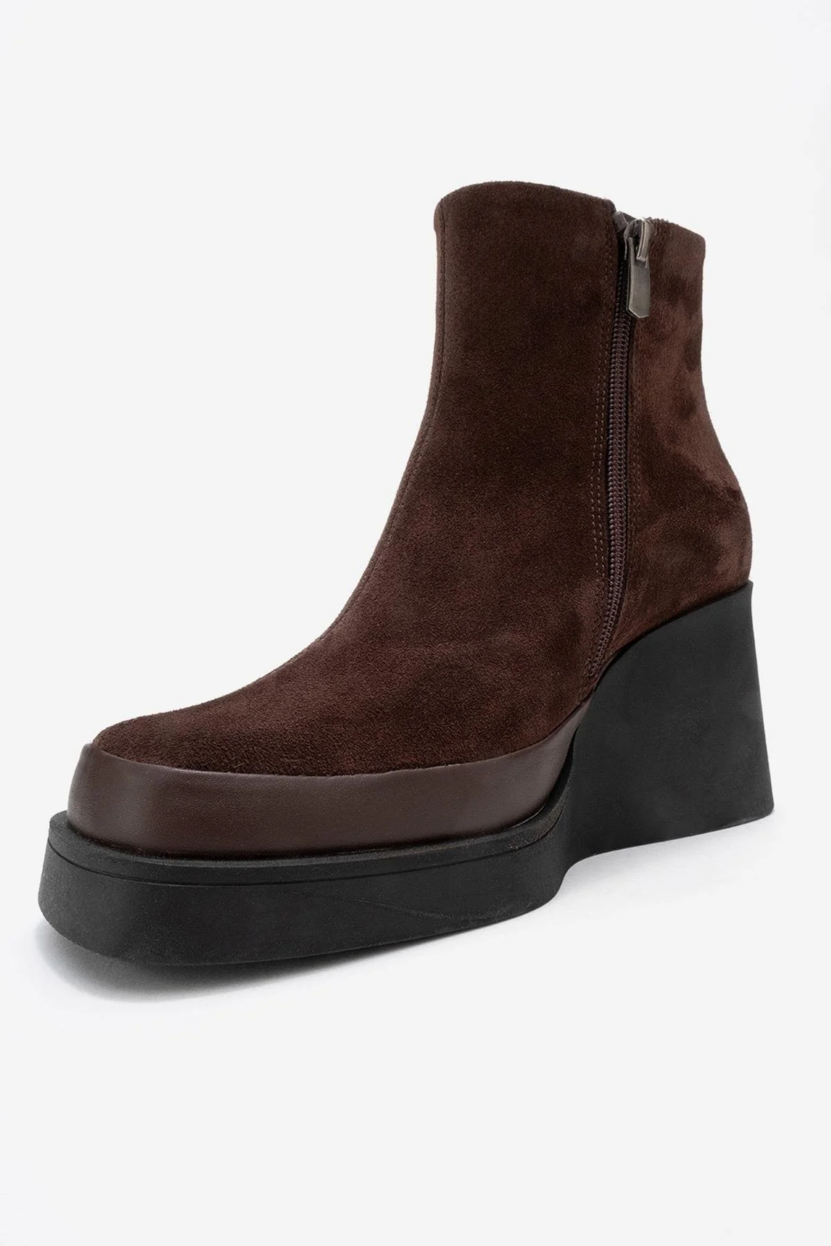 Livia - Brown Genuine Leather Wedge Platform Ankle Boot (Women) - Image 4