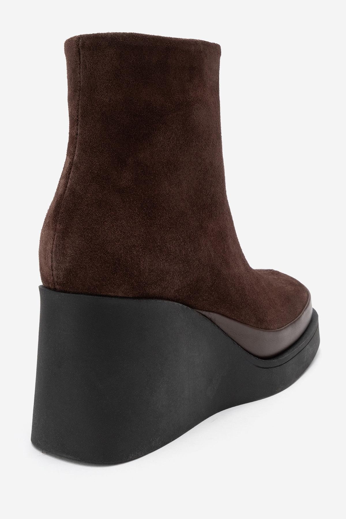 Livia - Brown Genuine Leather Wedge Platform Ankle Boot (Women) - Image 5