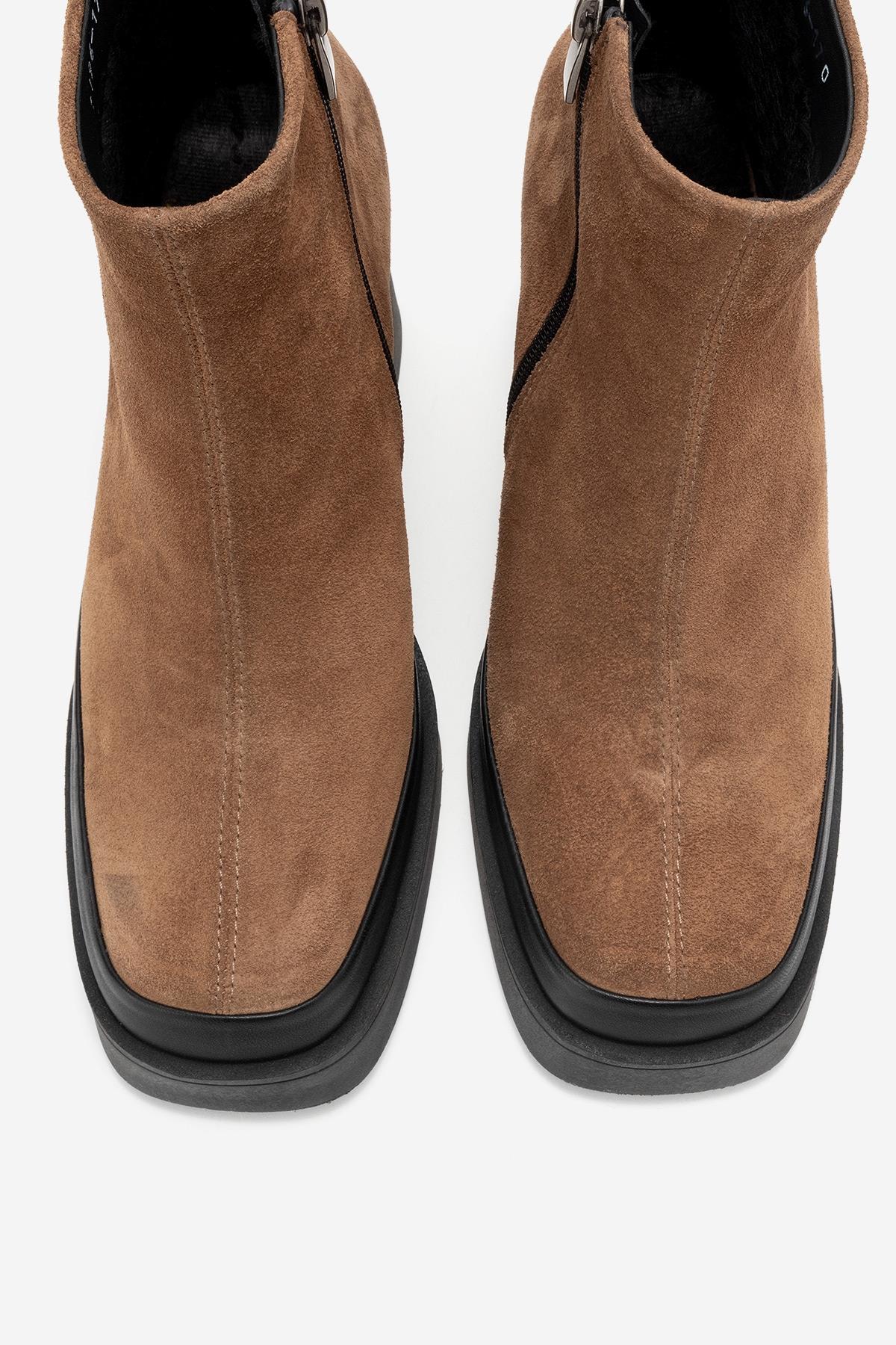 Livia - Cognac Genuine Leather Platform Wedge Boot (Women) - Image 2
