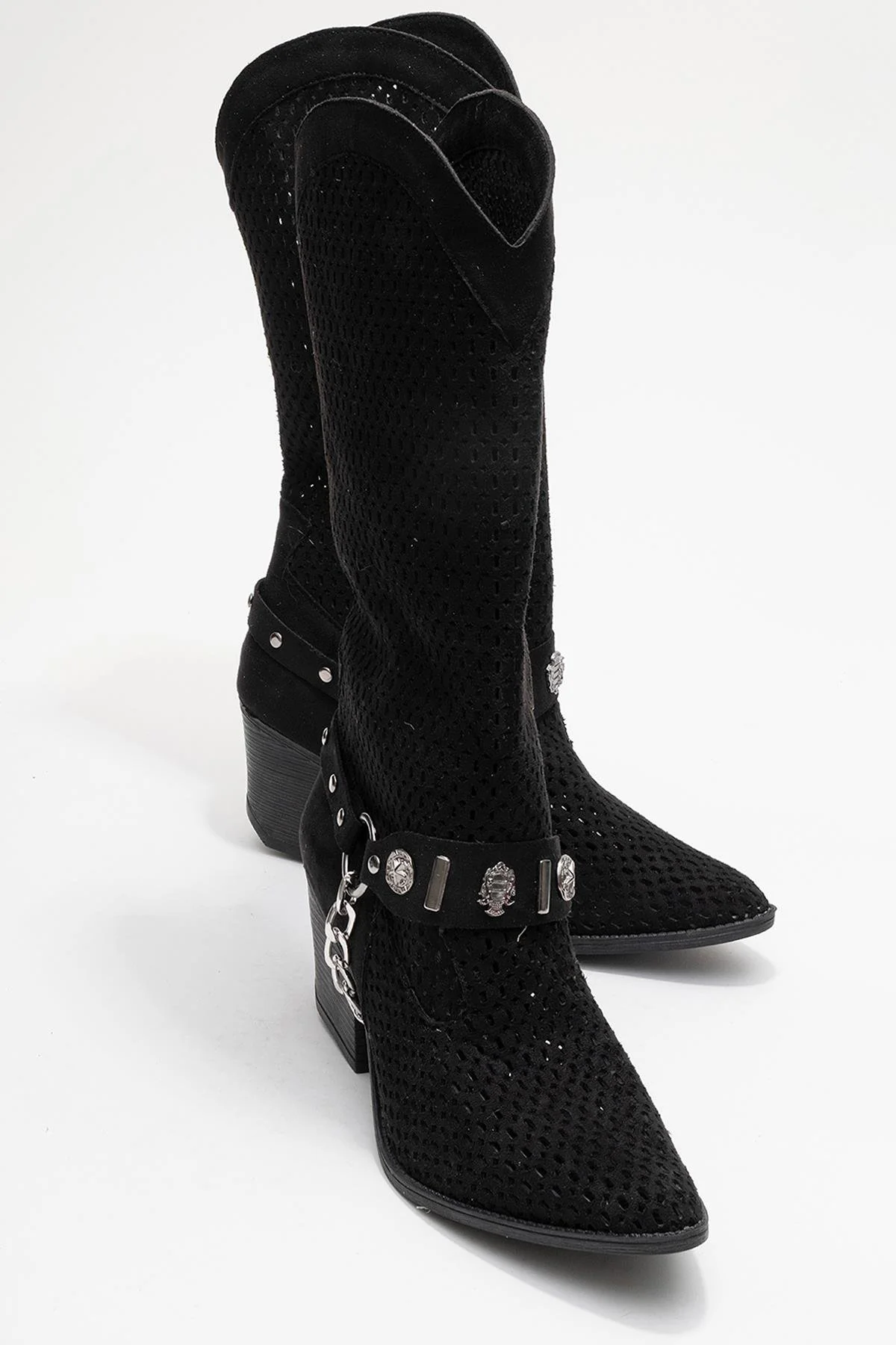 Liza Black Block Heel Western Boot (Women) - Image 5