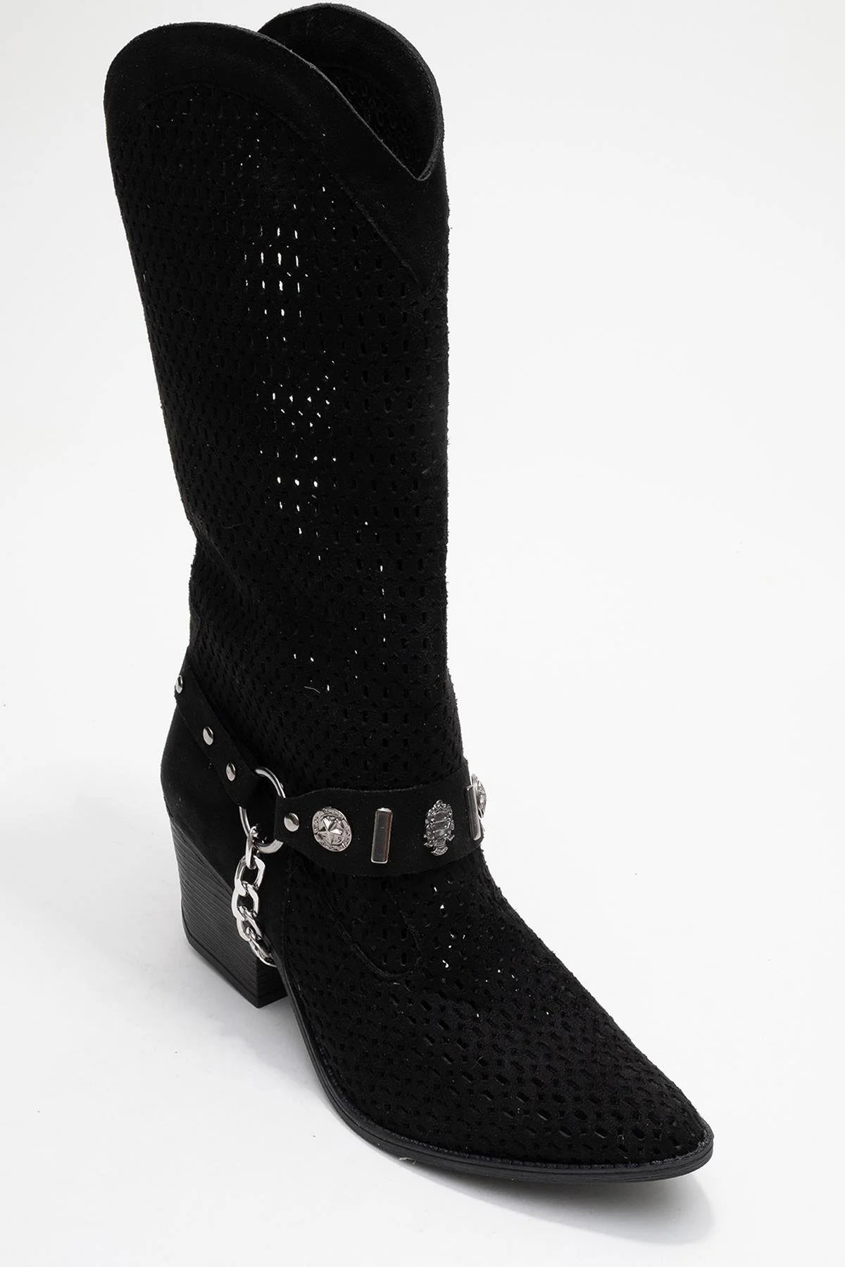 Liza Black Block Heel Western Boot (Women) - Image 7