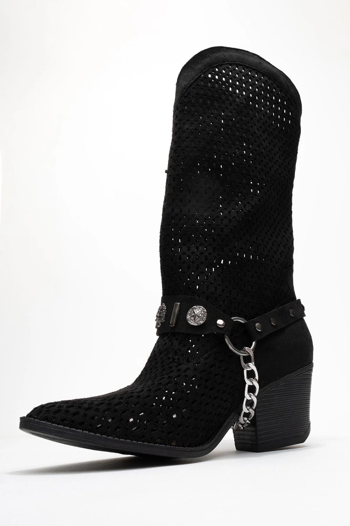 Liza Black Block Heel Western Boot (Women) - Image 8