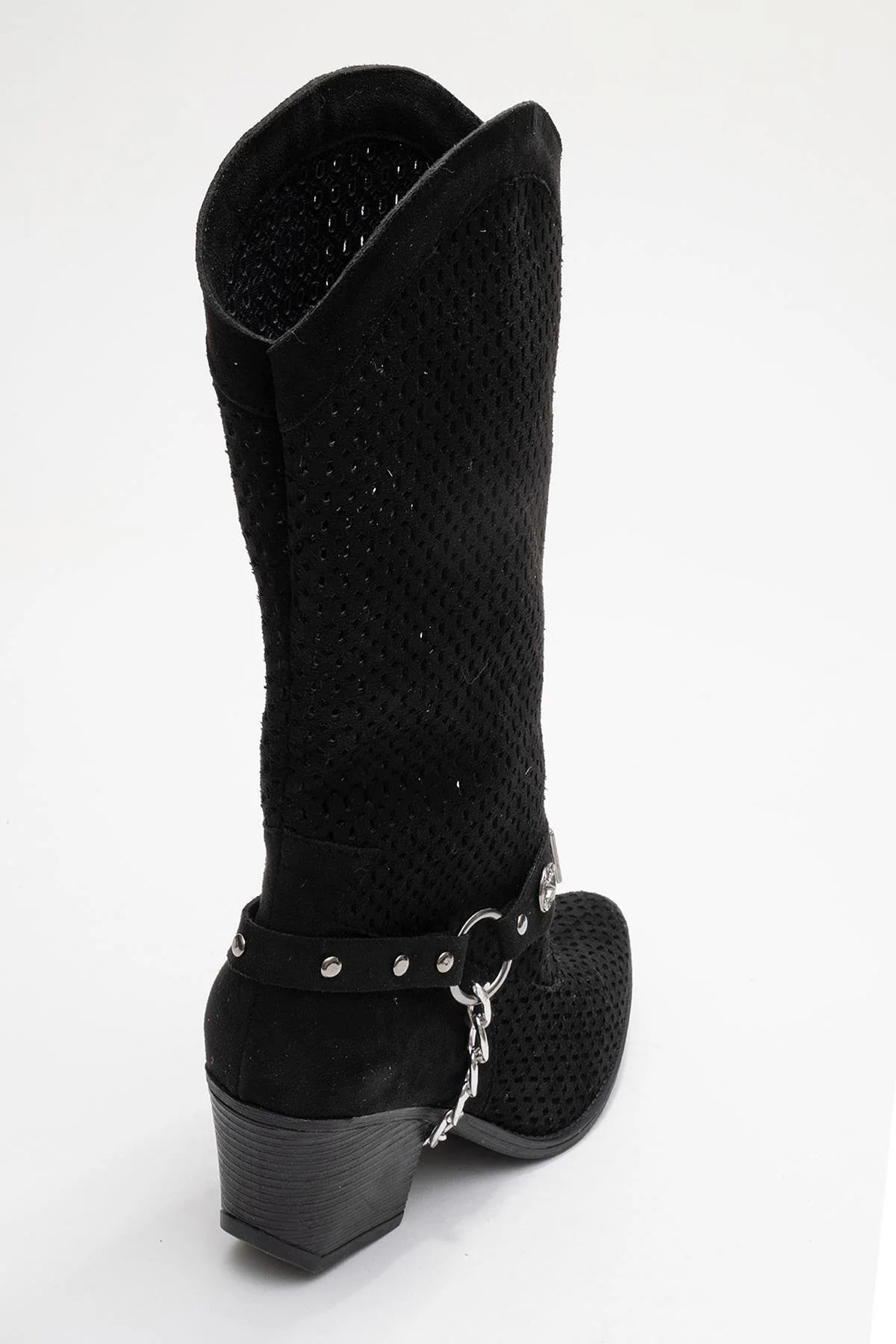 Liza Black Block Heel Western Boot (Women) - Image 9