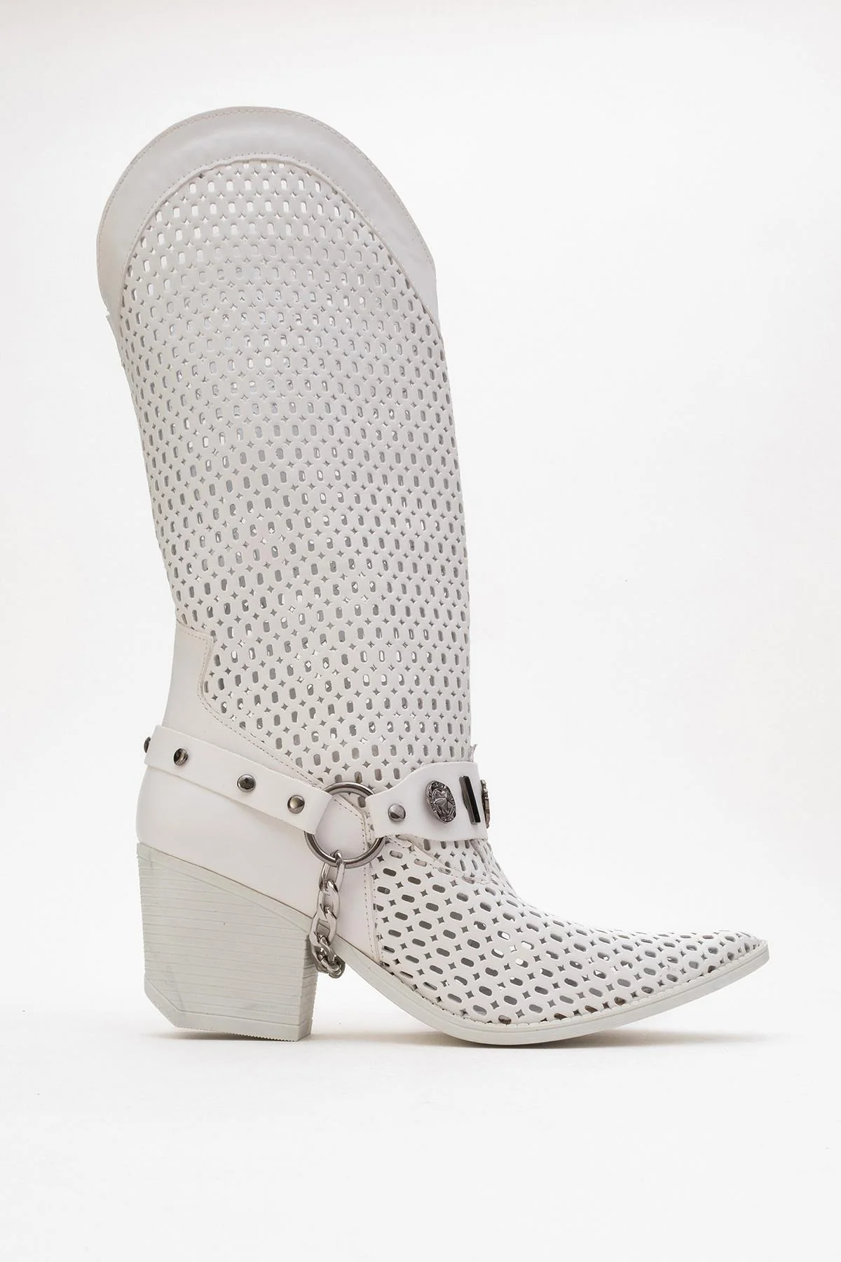 Liza White Block Heel Western Boot (Women) - Image 10