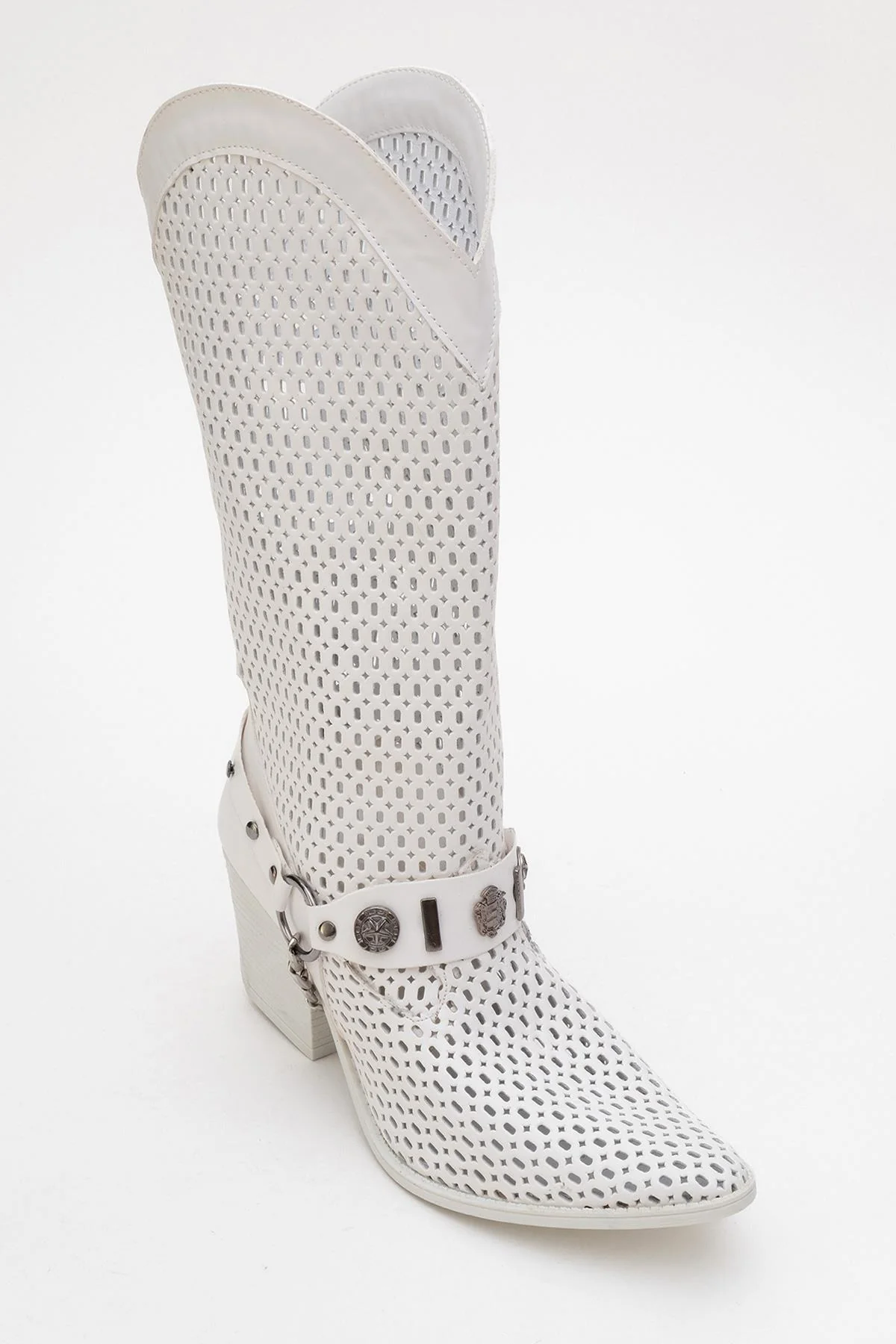 Liza White Block Heel Western Boot (Women) - Image 7