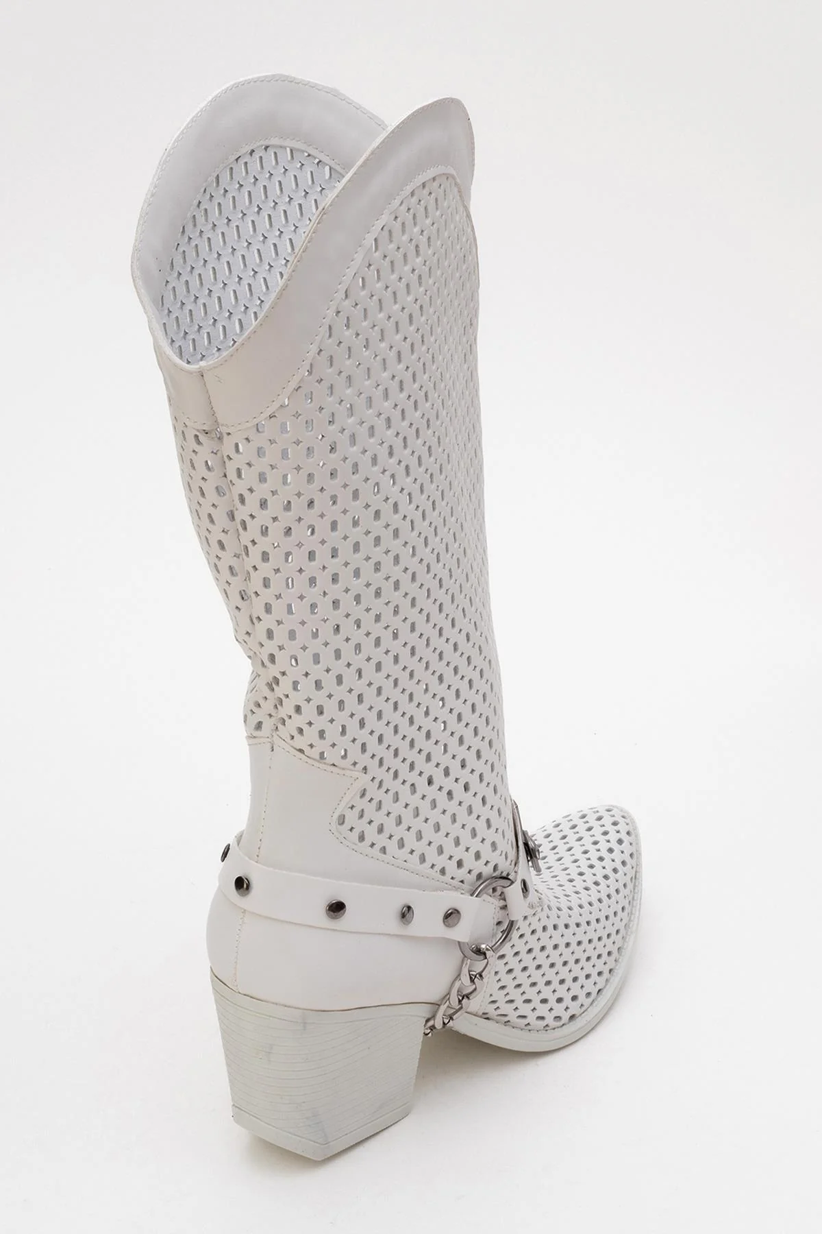 Liza White Block Heel Western Boot (Women) - Image 9