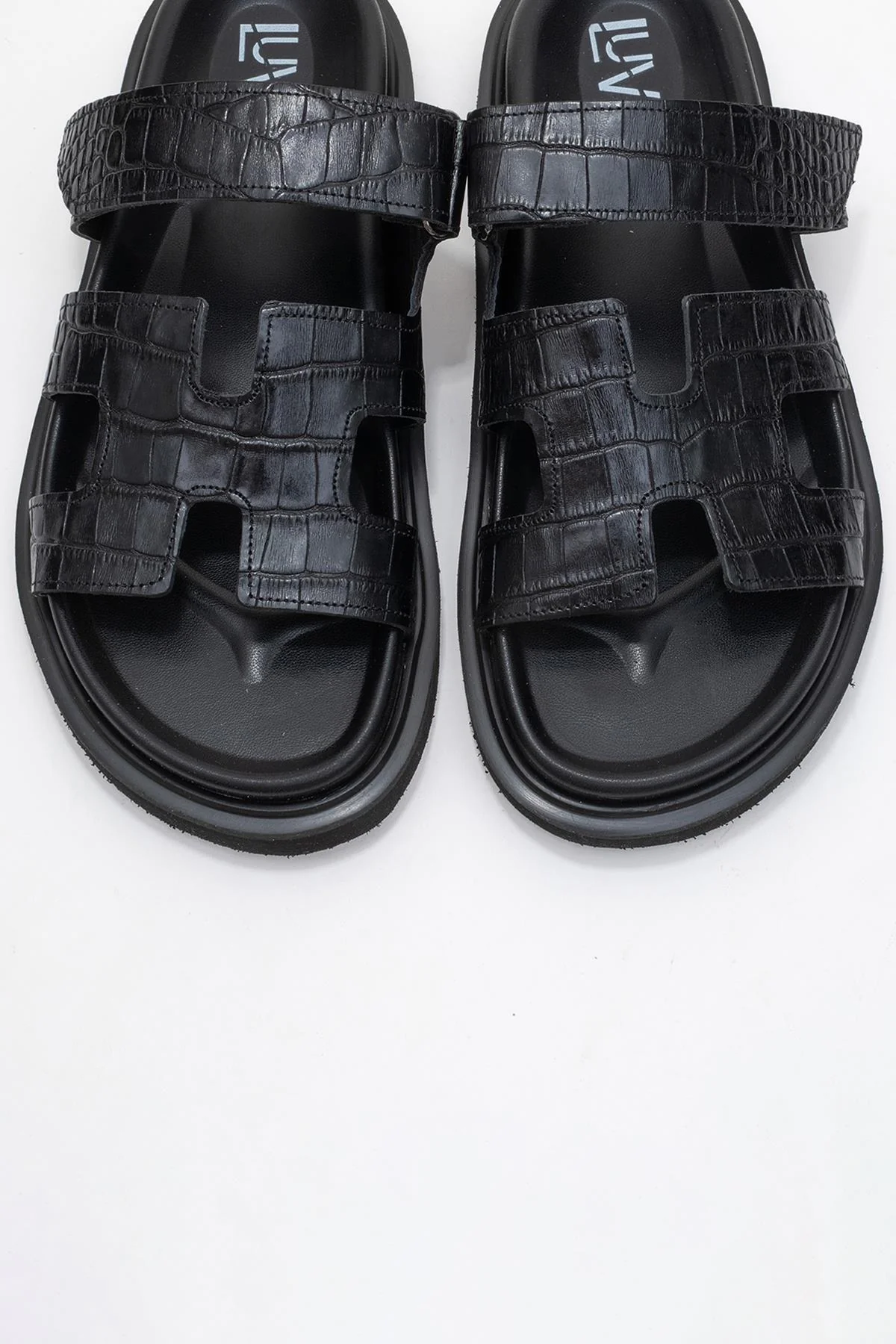 Loana Black Leather Slide Sandal (Women) - Image 2
