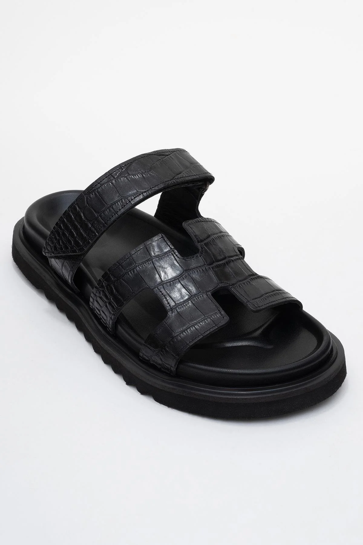 Loana Black Leather Slide Sandal (Women) - Image 3